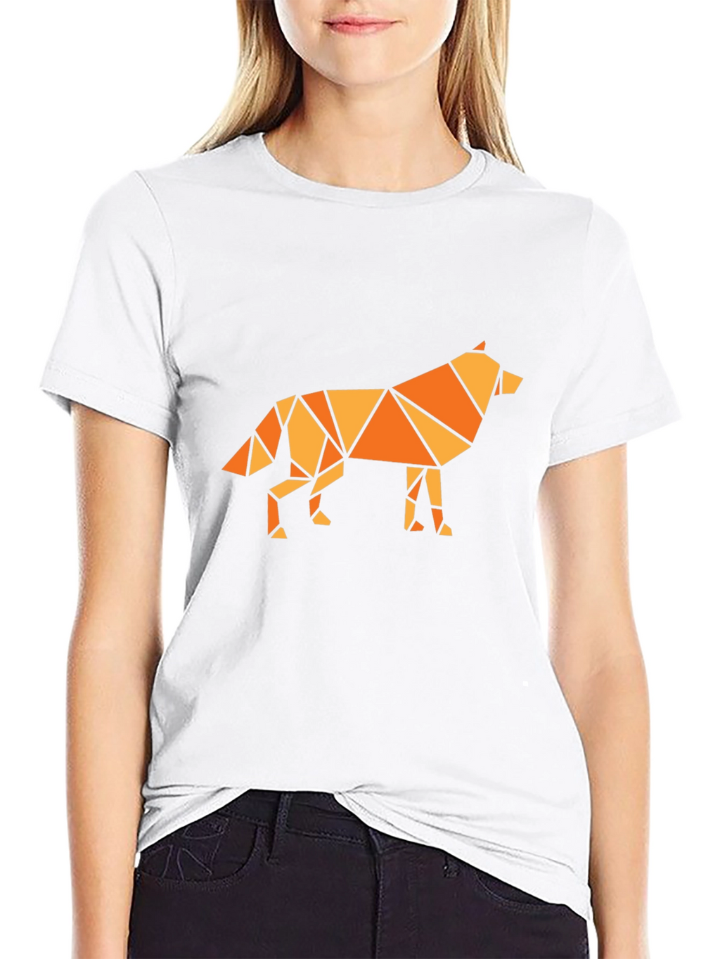 Geometric Wolf Graphic Tee - Black T-Shirt