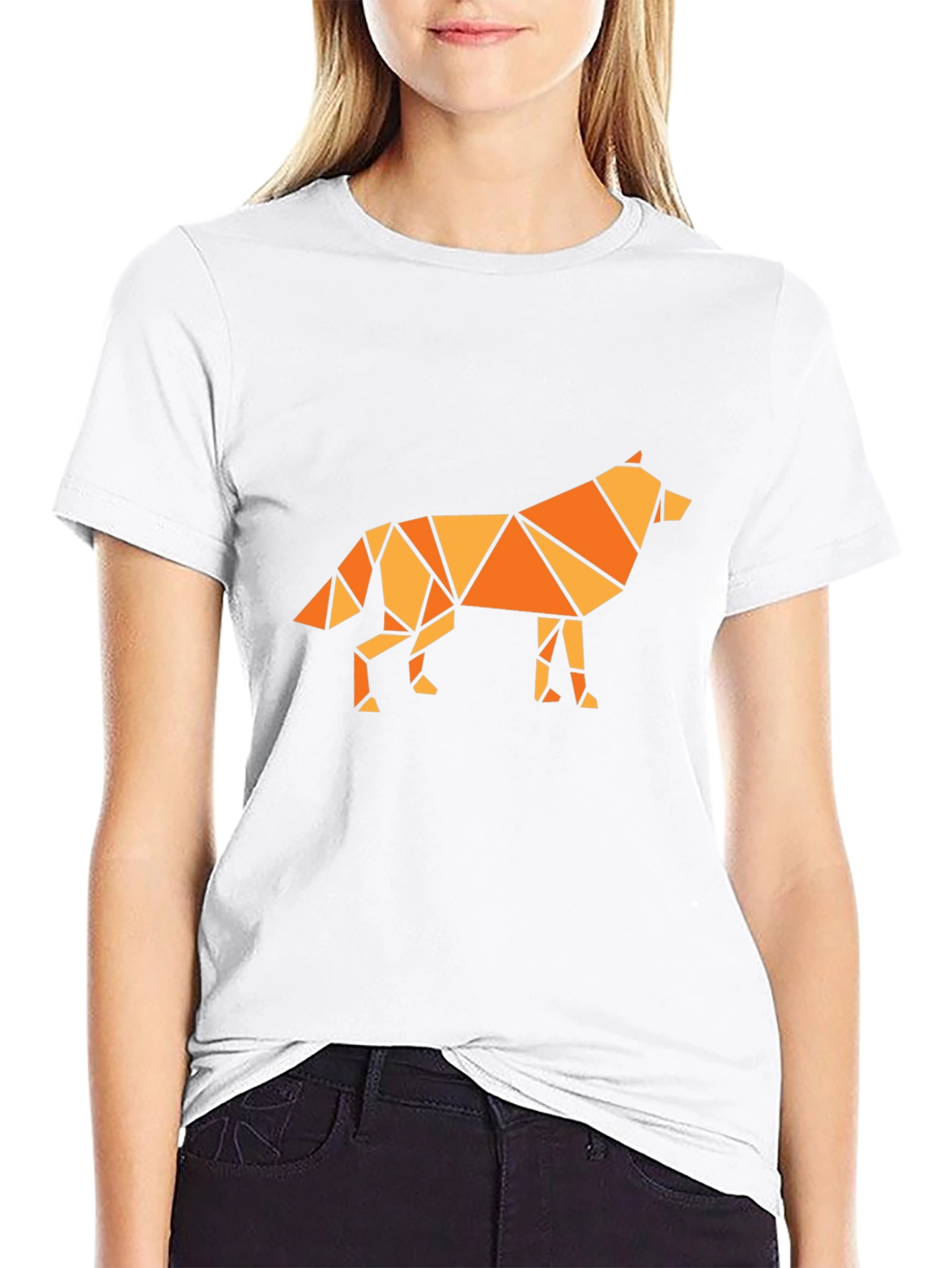 Geometric Wolf Graphic Tee - Black T-Shirt