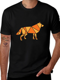 Geometric Wolf Graphic Tee - Black T-Shirt