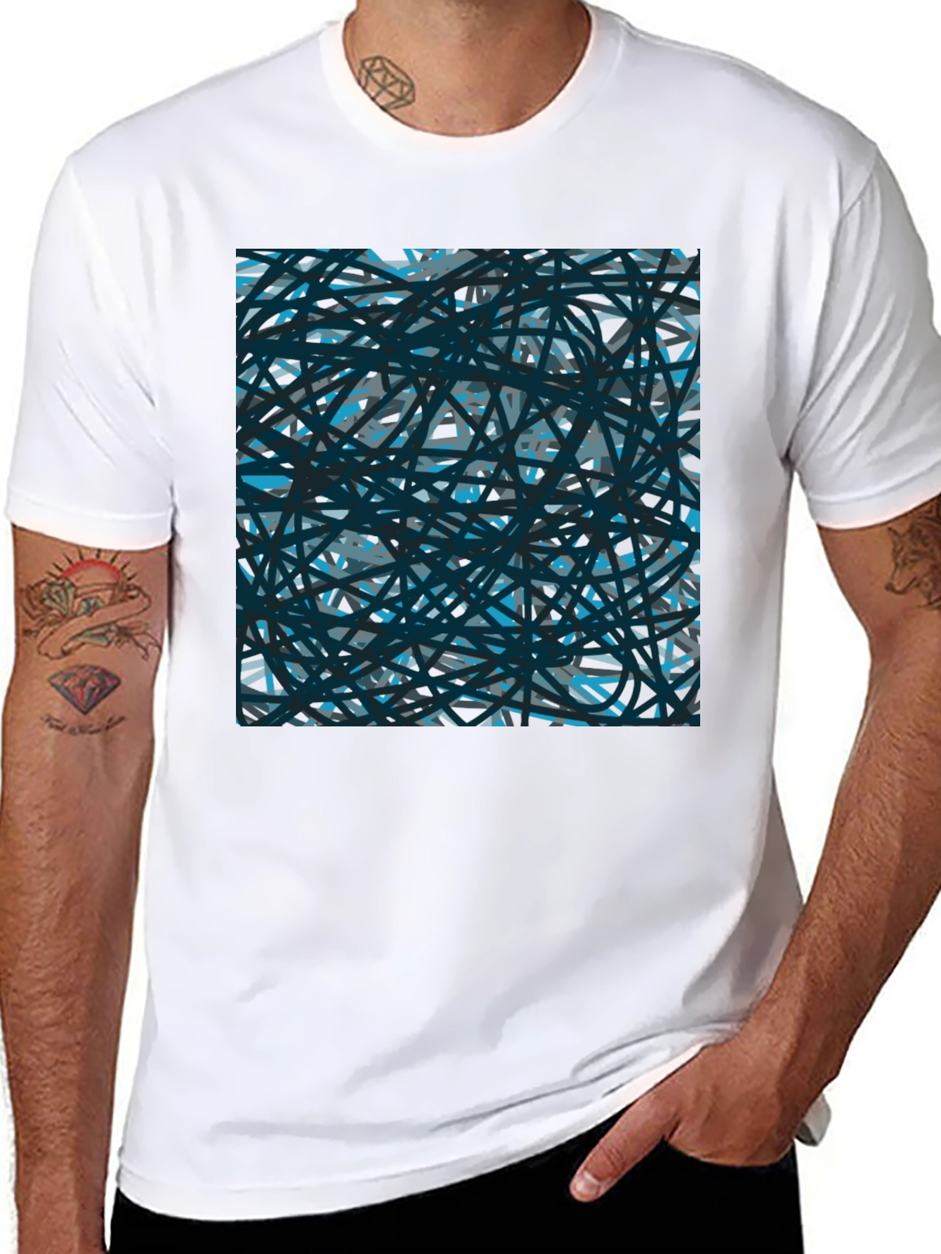 Abstract Lines Black T-Shirt