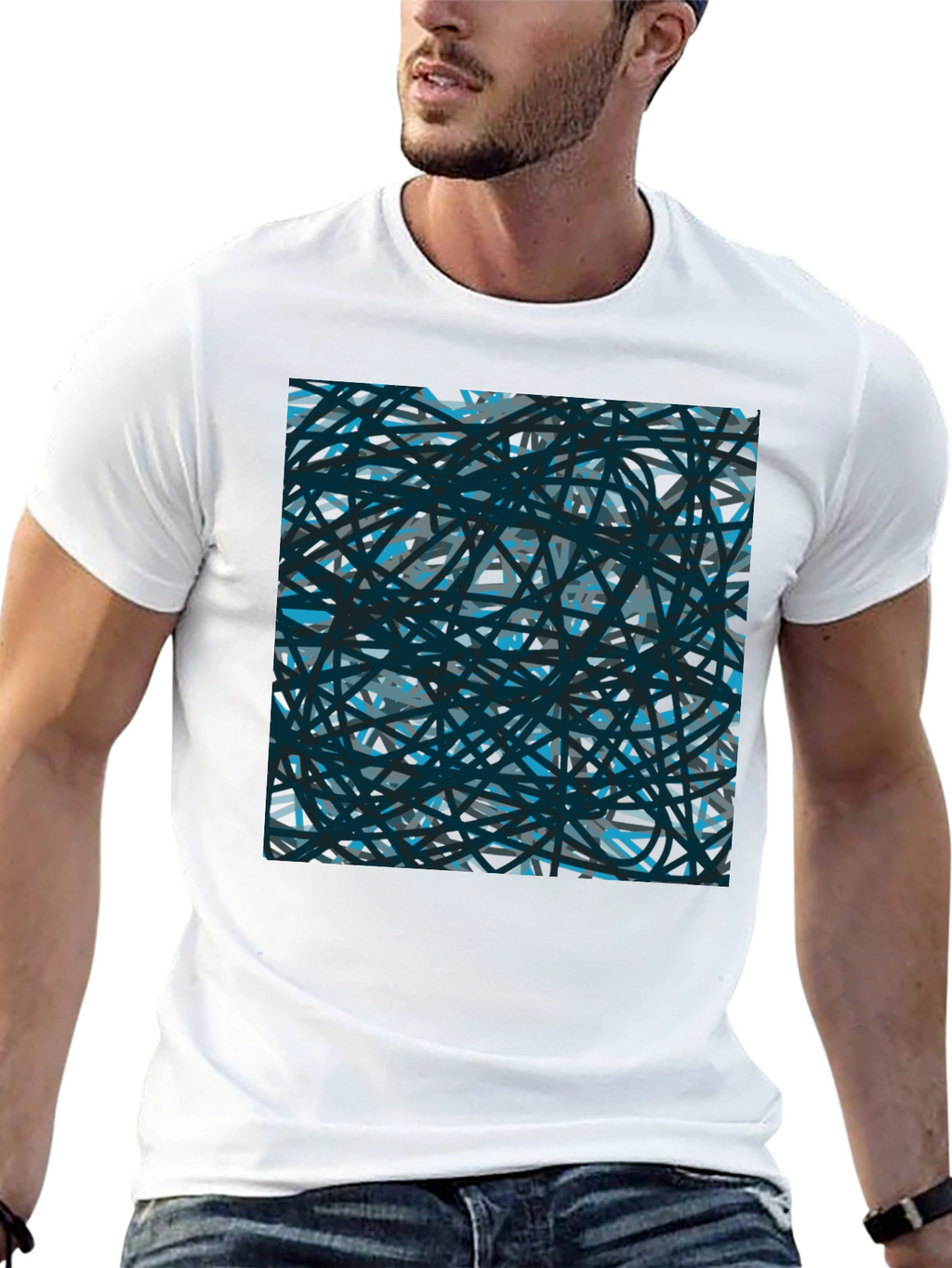 Abstract Lines Black T-Shirt
