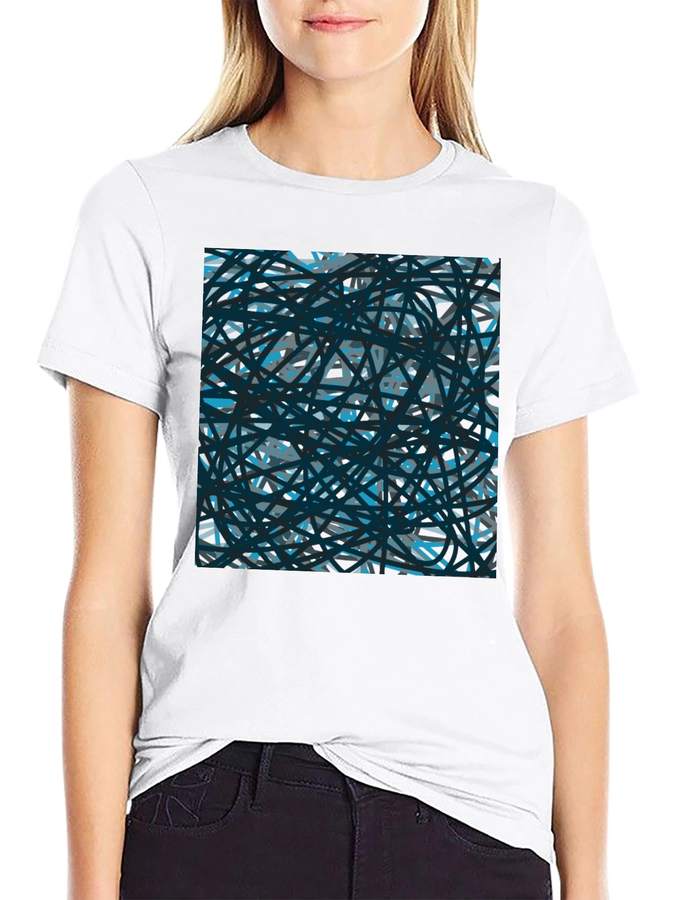 Abstract Lines Black T-Shirt