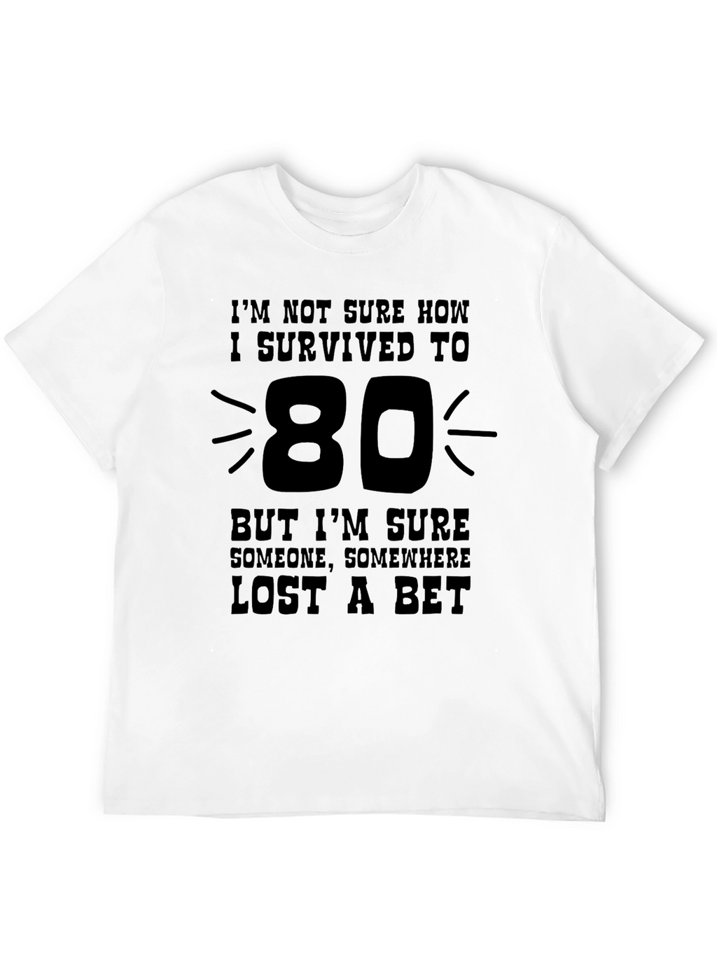 Funny 80th Birthday T-Shirt - I Survived to 80!