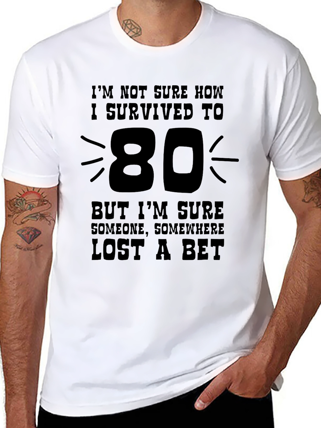 Funny 80th Birthday T-Shirt - I Survived to 80!