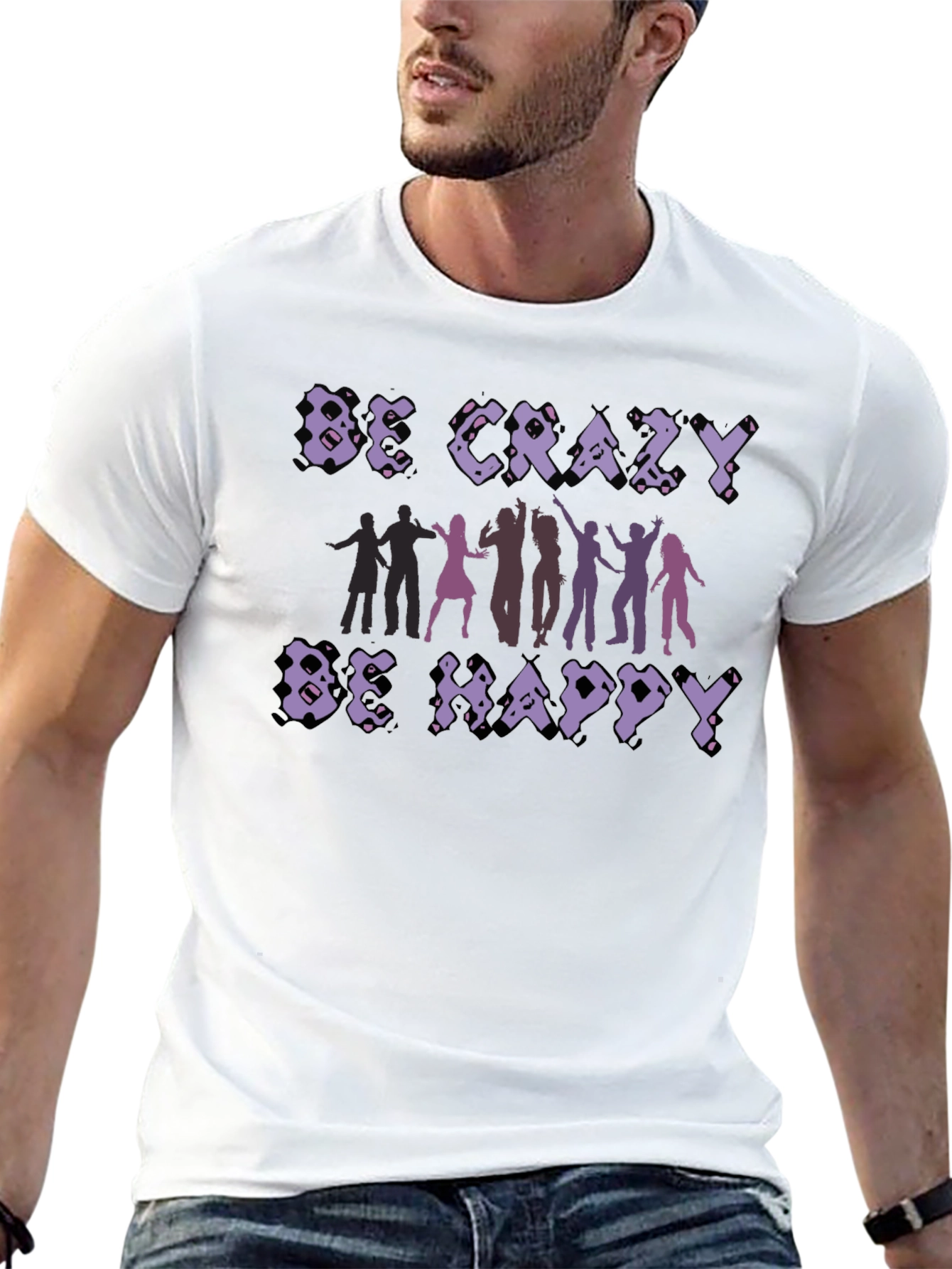 Be Crazy Be Happy Graphic Tee - Black