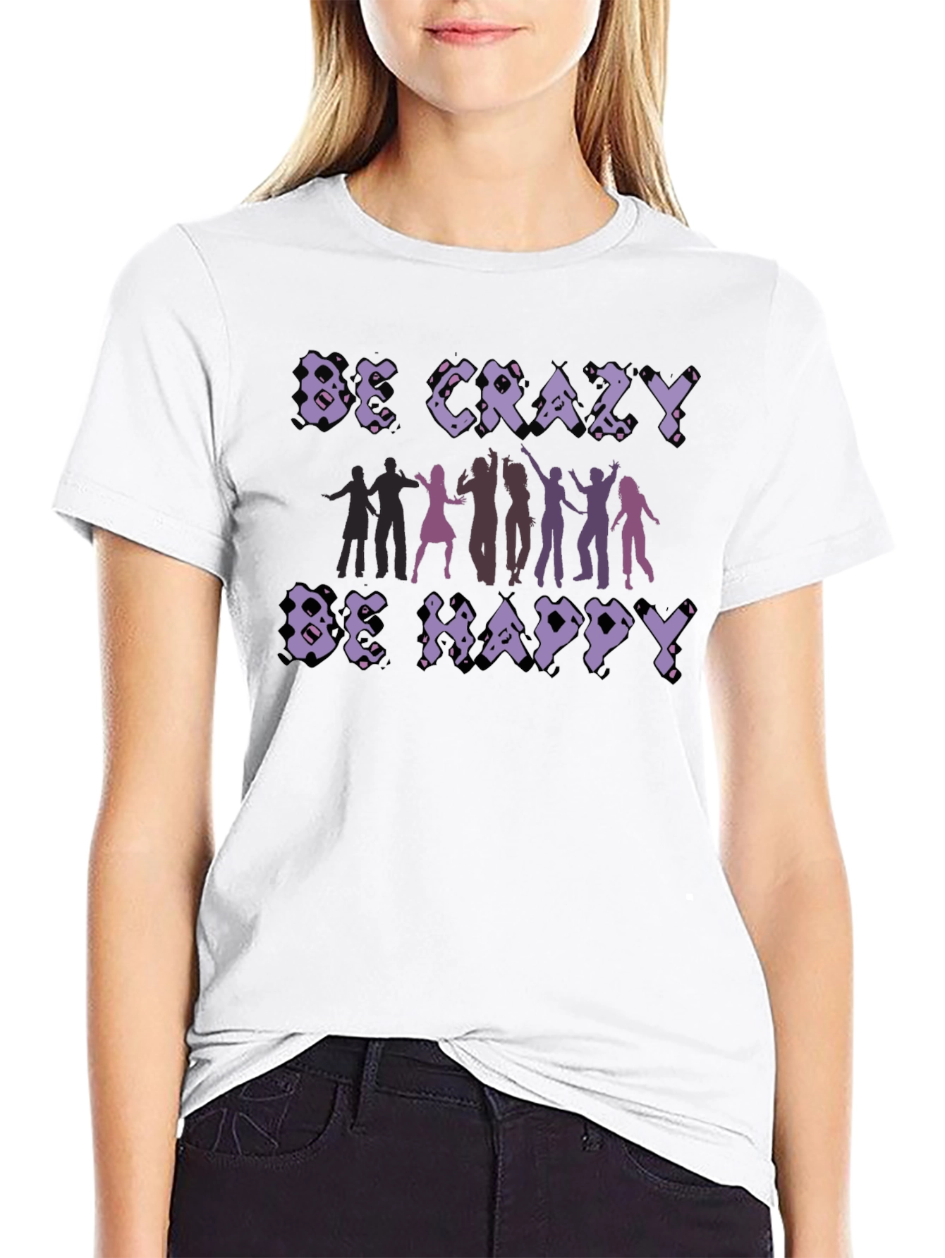 Be Crazy Be Happy Graphic Tee - Black
