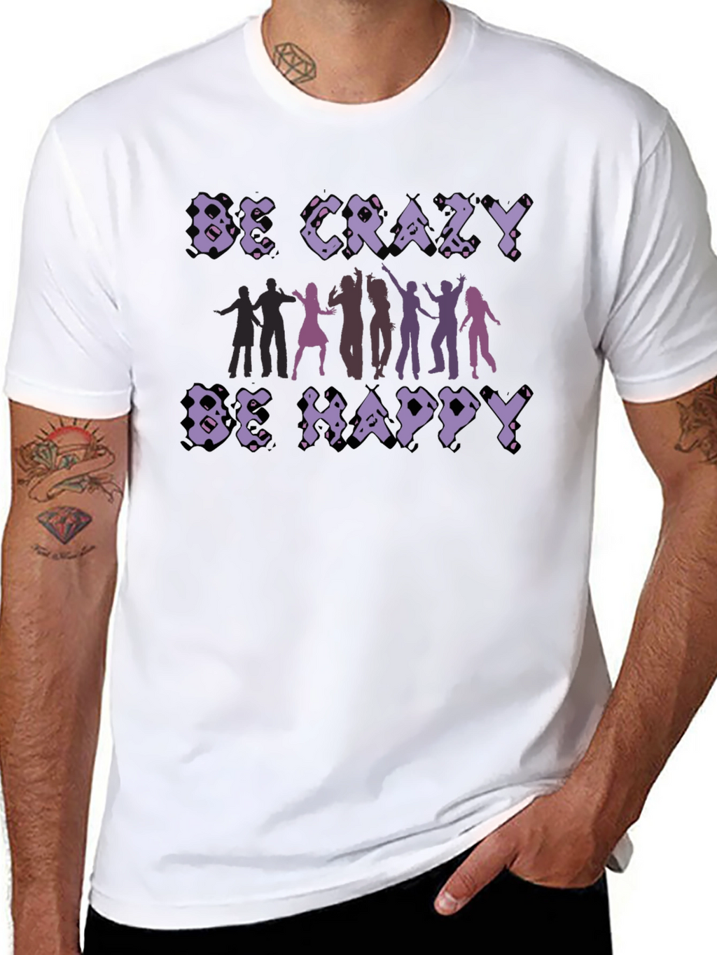Be Crazy Be Happy Graphic Tee - Black