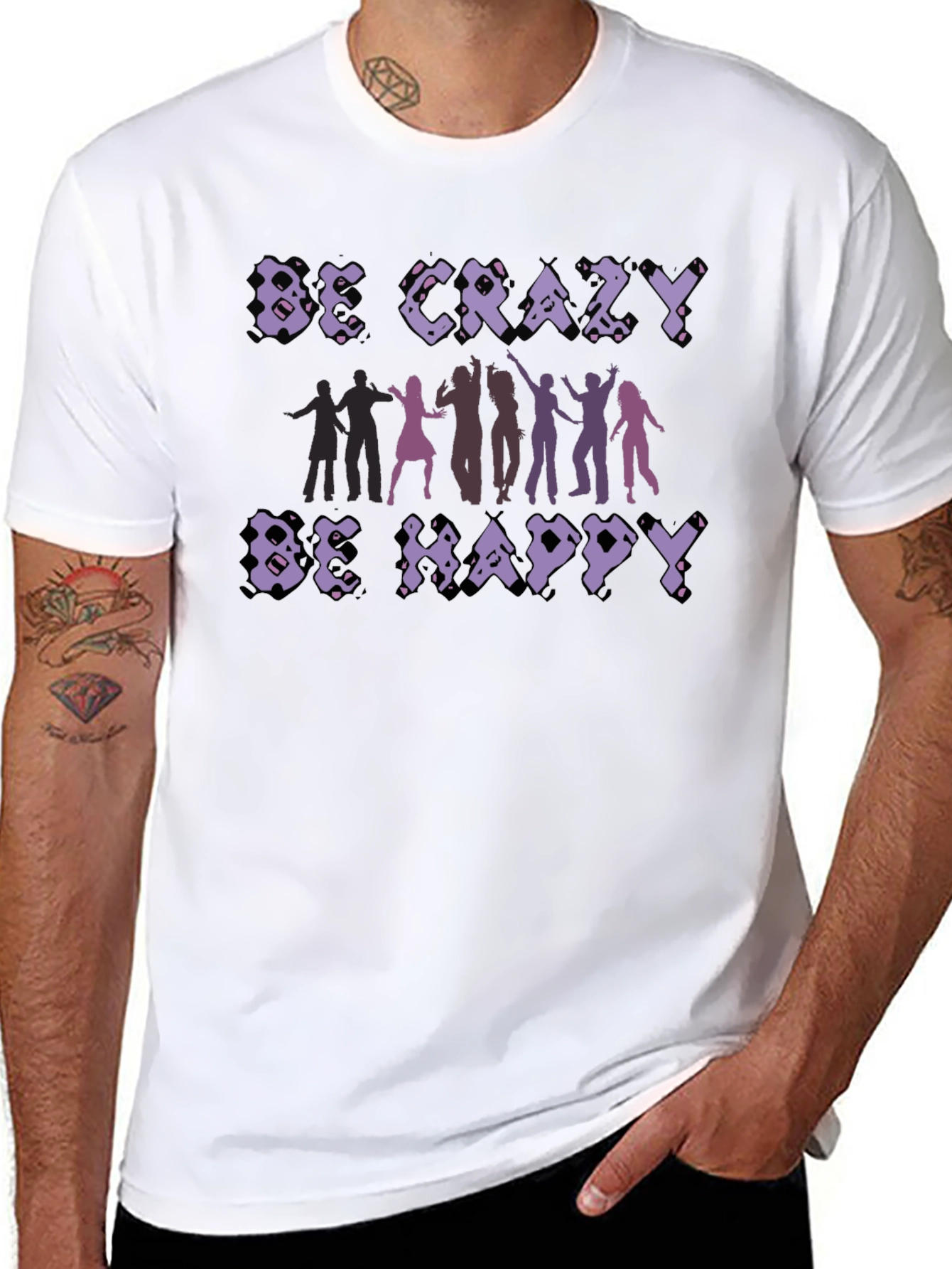 Be Crazy Be Happy Graphic Tee - Black