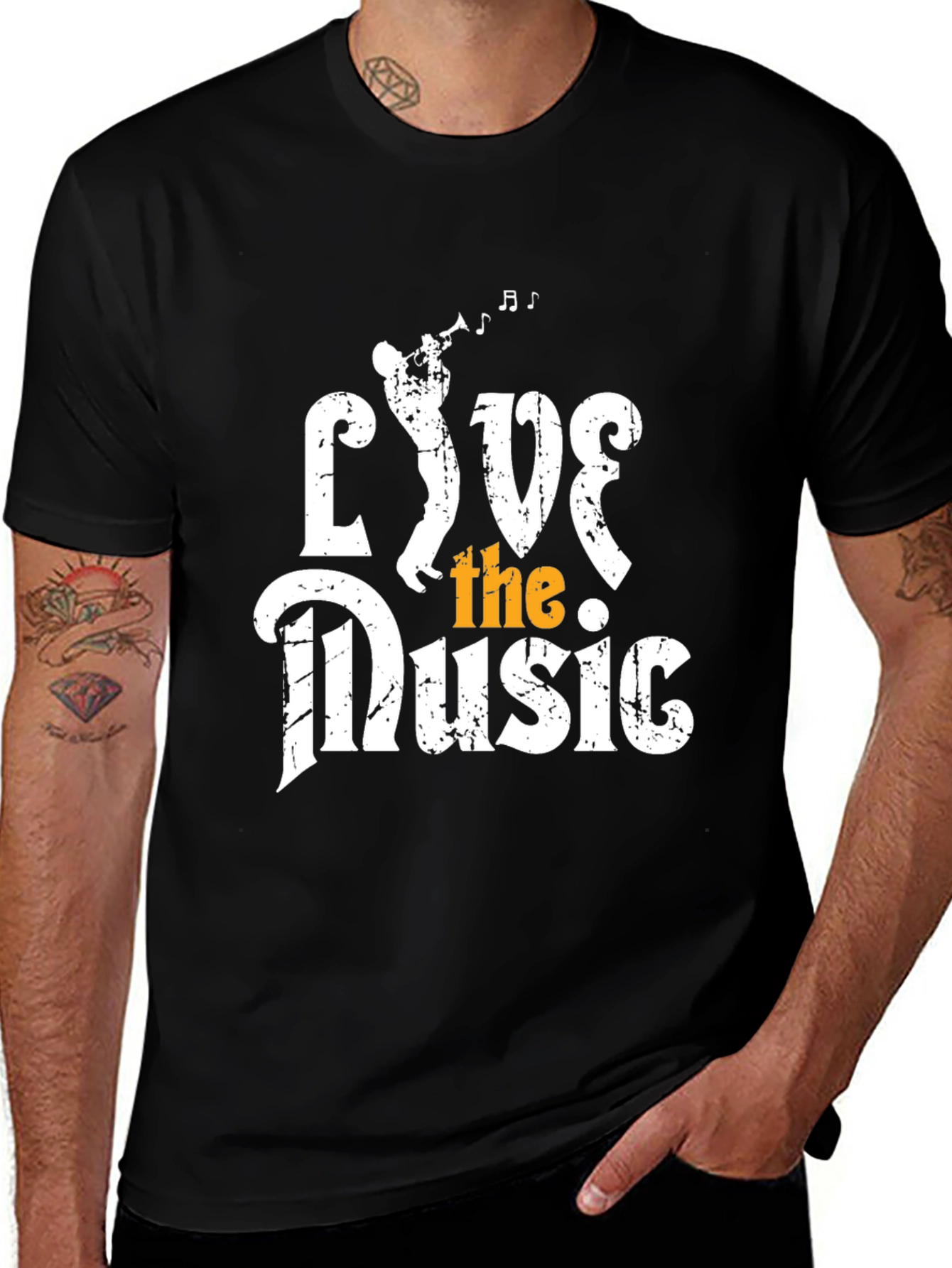 Live the Music Graphic Tee - Black Cotton T-Shirt
