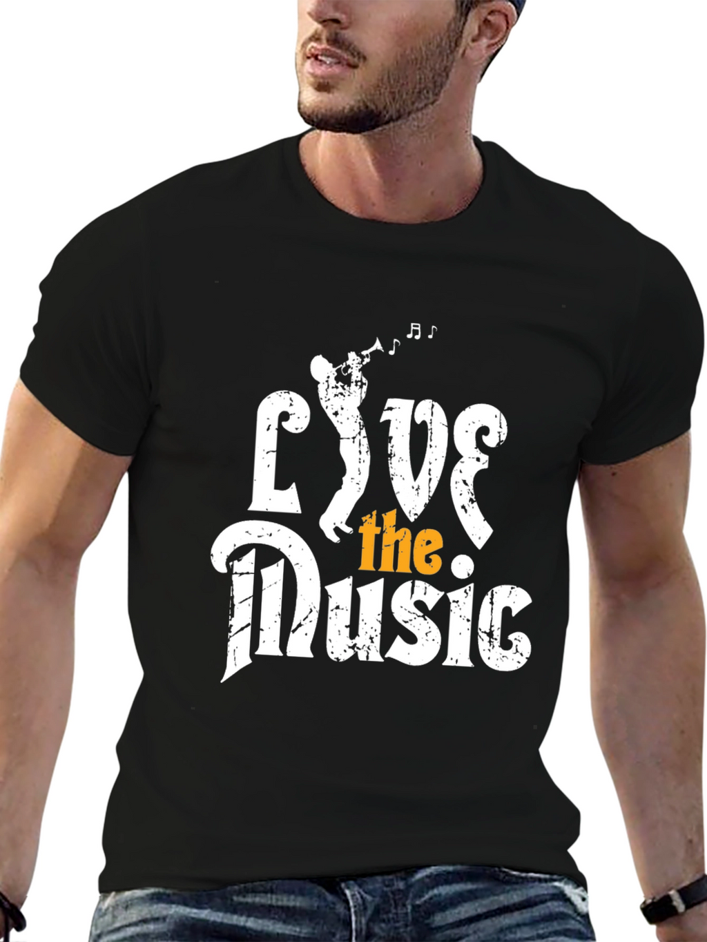Live the Music Graphic Tee - Black Cotton T-Shirt