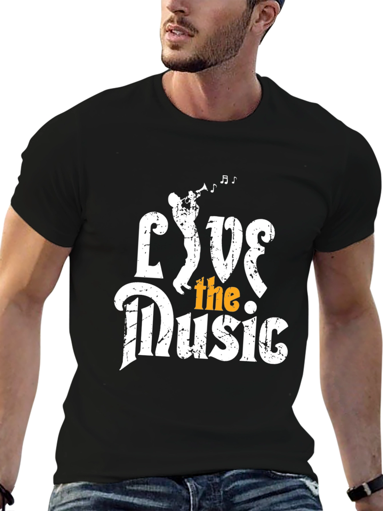 Live the Music Graphic Tee - Black Cotton T-Shirt