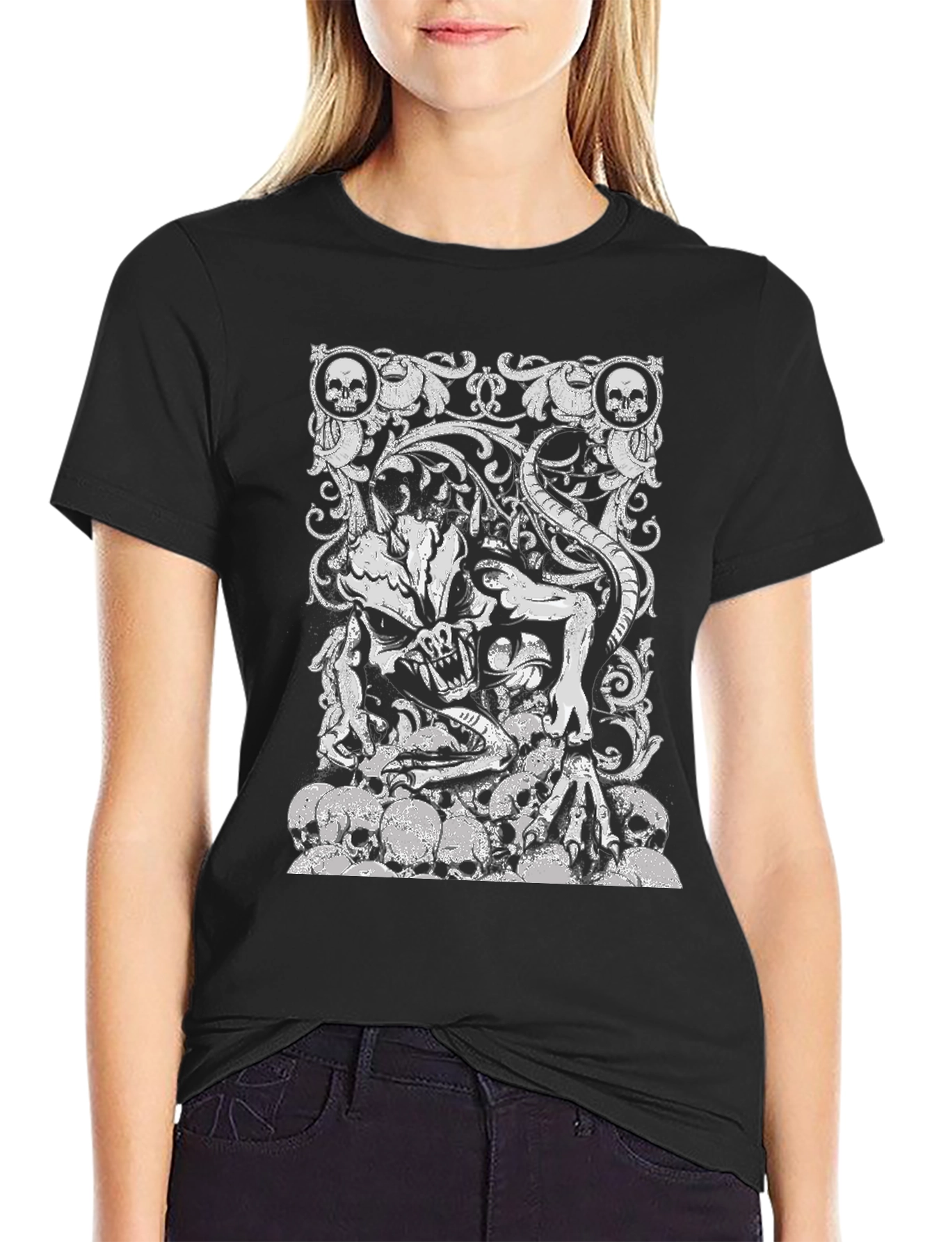 Skull Demon Graphic Black T-Shirt