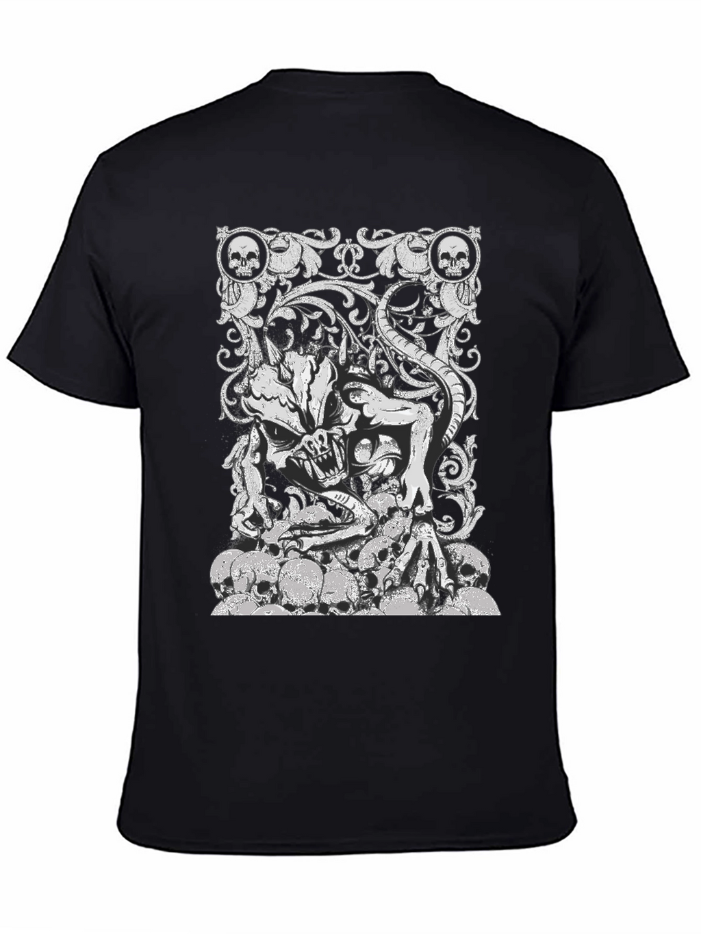 Skull Demon Graphic Black T-Shirt