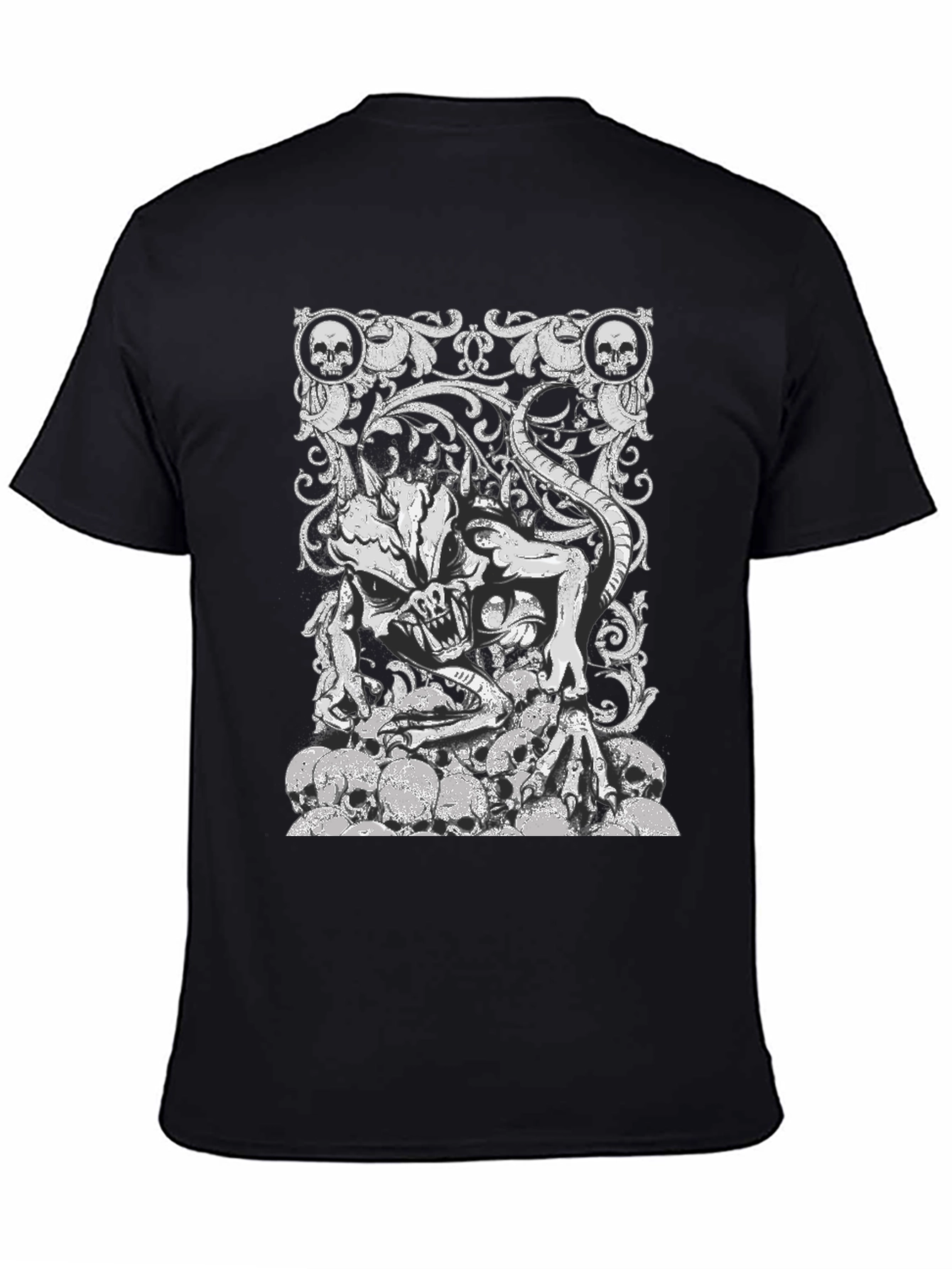 Skull Demon Graphic Black T-Shirt