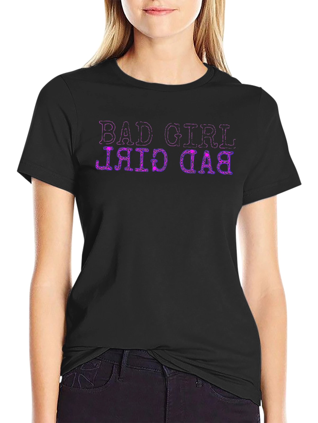 Bad Girl Graphic Print Black T-Shirt
