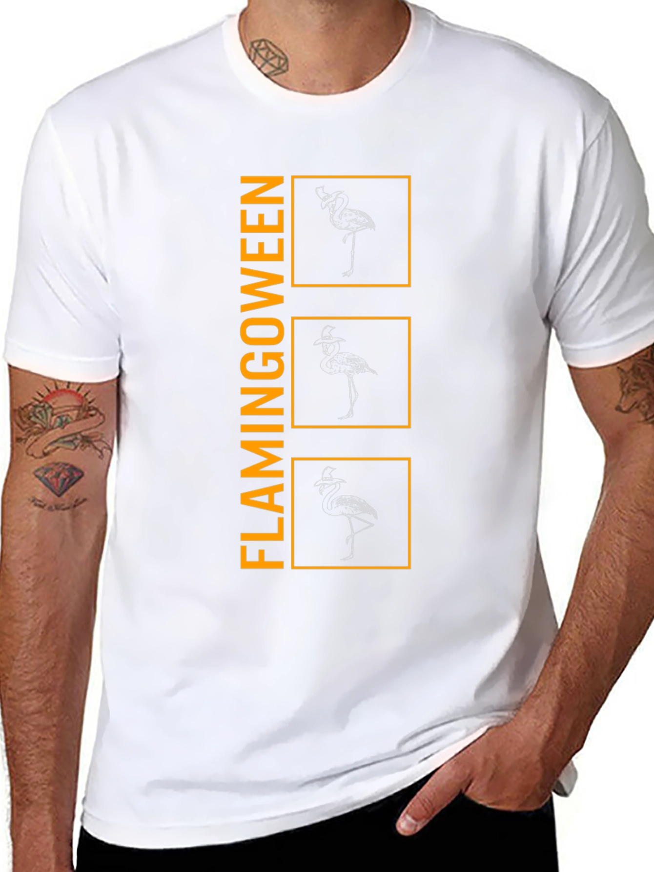 Flamingoween T-Shirt - Mens Black Graphic Tee