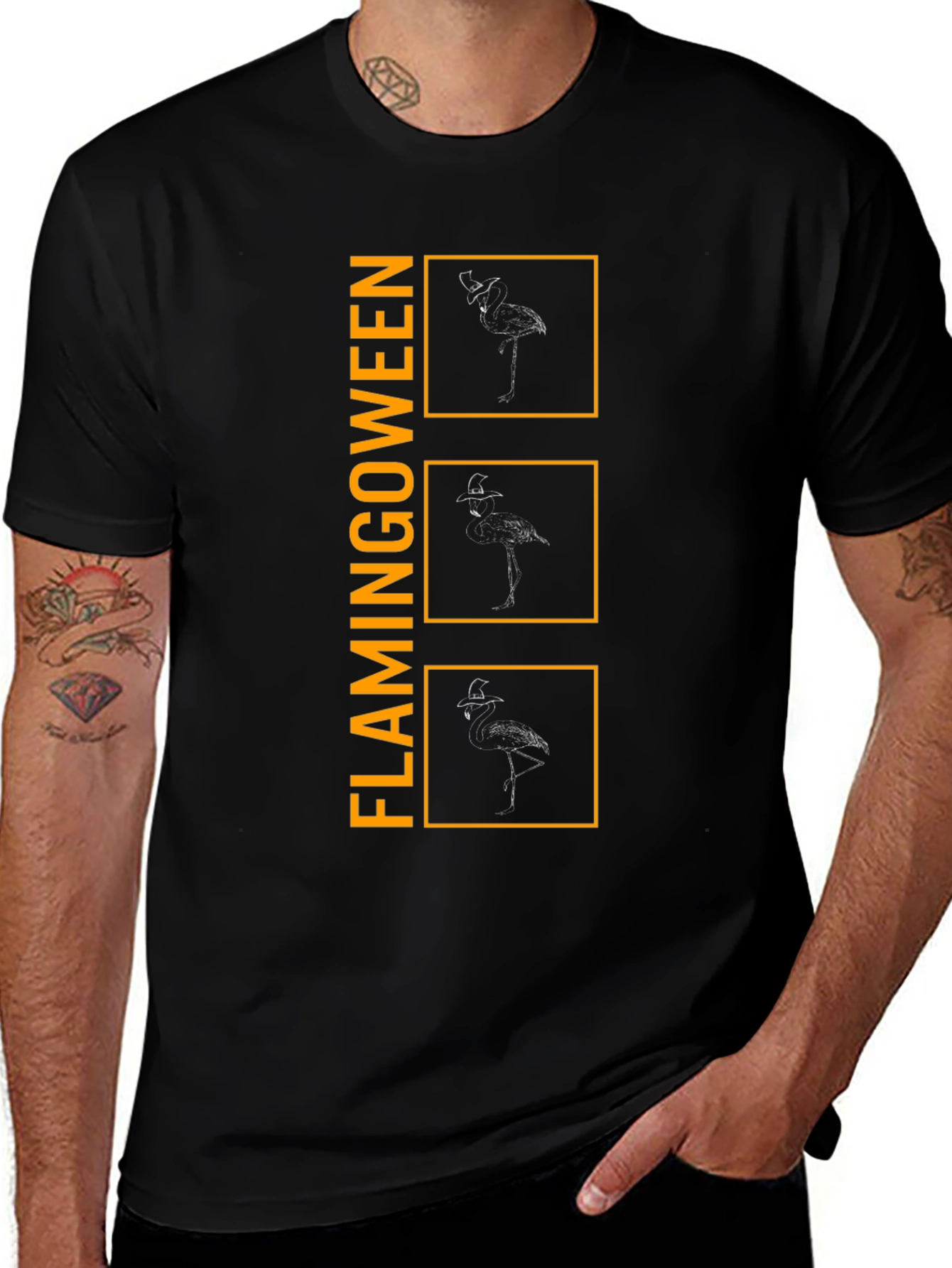 Flamingoween T-Shirt - Mens Black Graphic Tee
