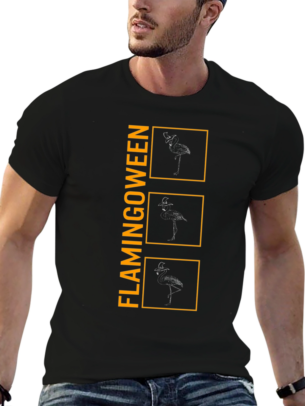 Flamingoween T-Shirt - Mens Black Graphic Tee