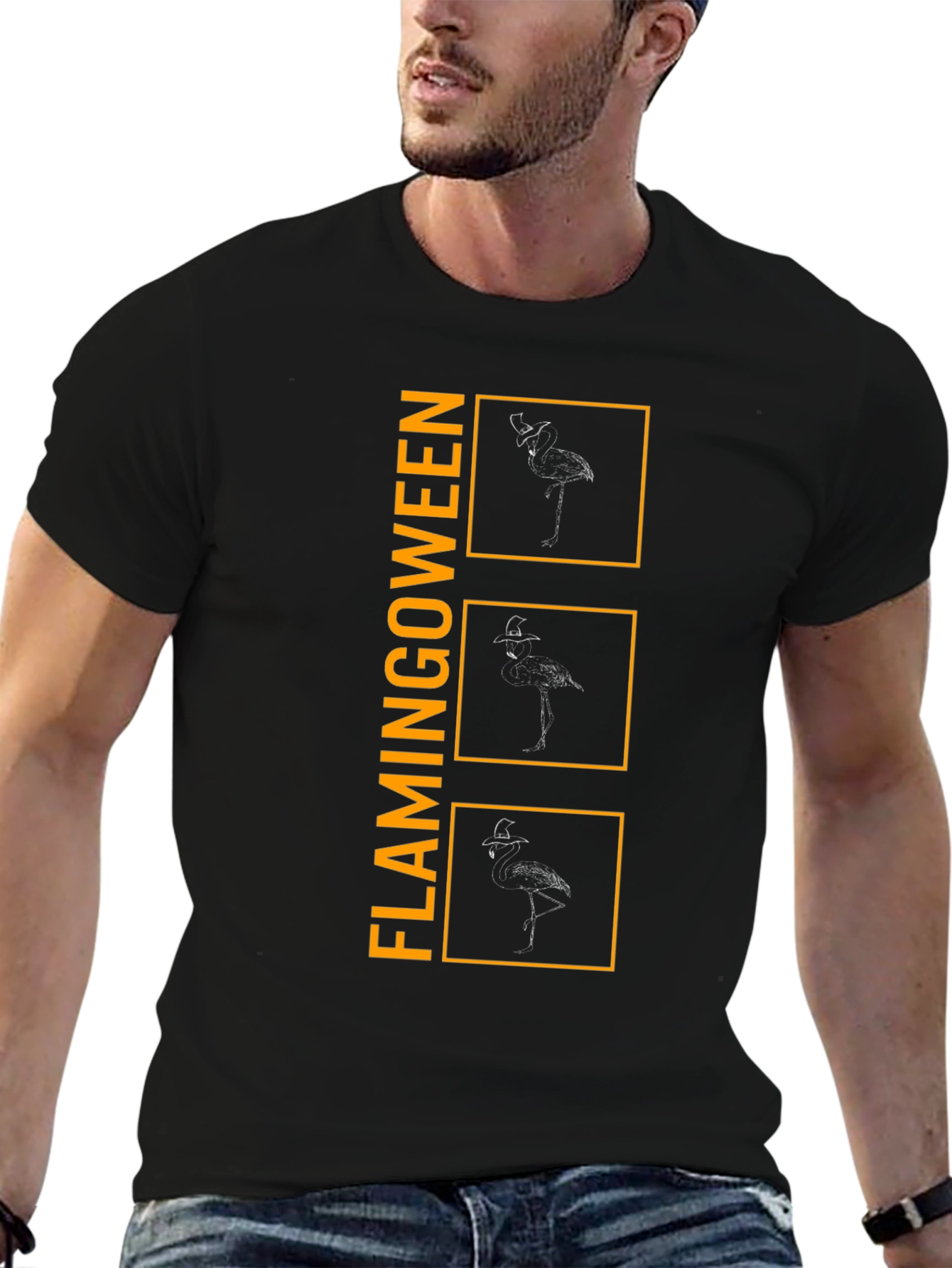 Flamingoween T-Shirt - Mens Black Graphic Tee