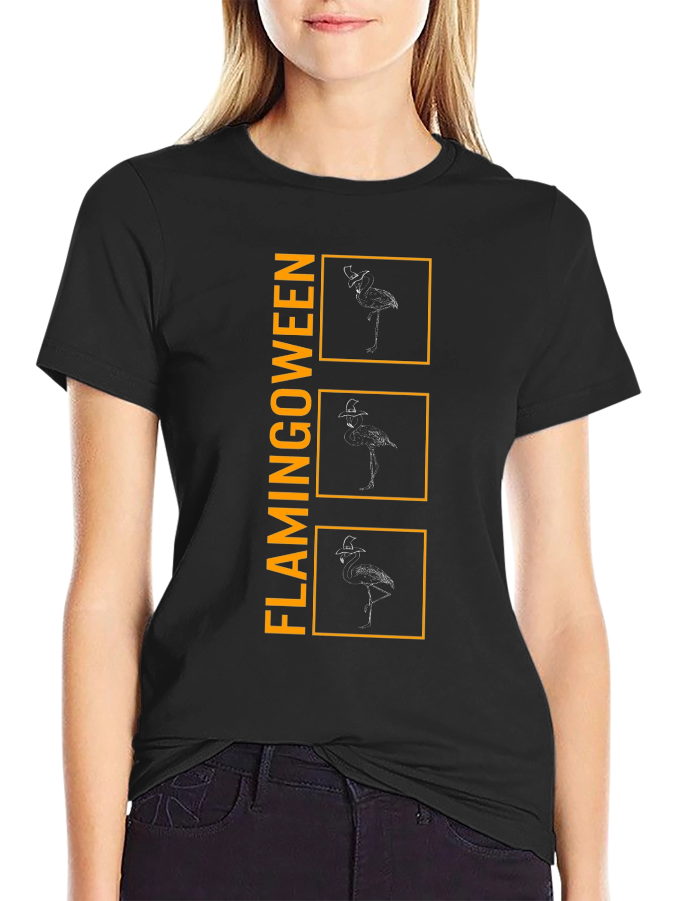 Flamingoween T-Shirt - Mens Black Graphic Tee
