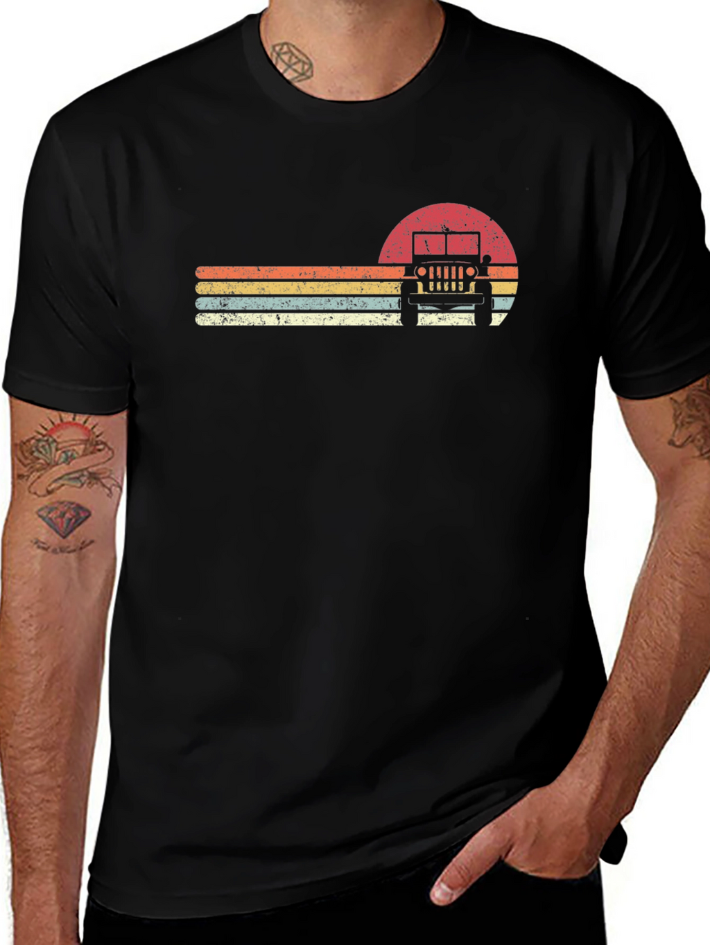 Retro Sunset Jeep Graphic T-Shirt