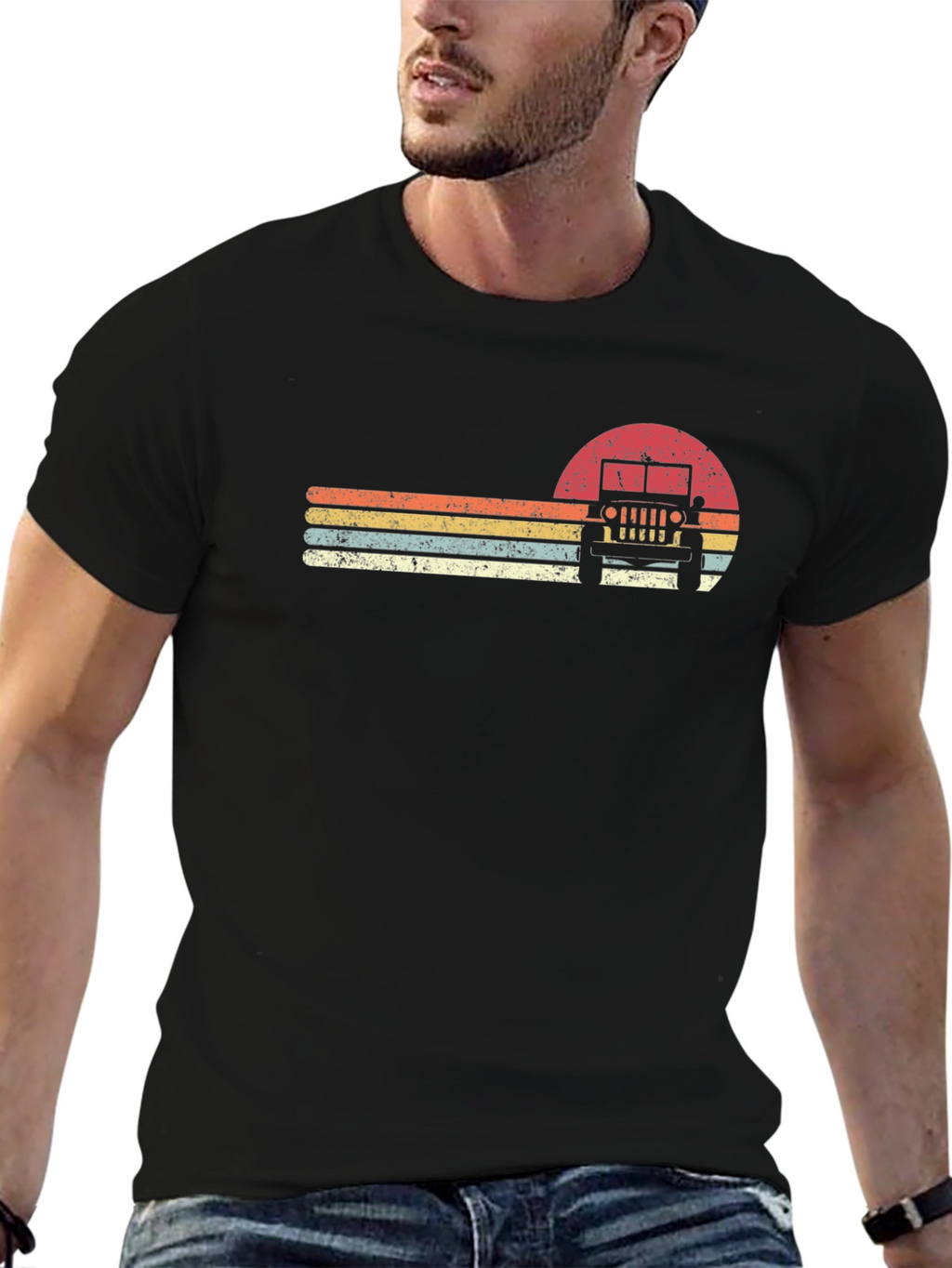 Retro Sunset Jeep Graphic T-Shirt