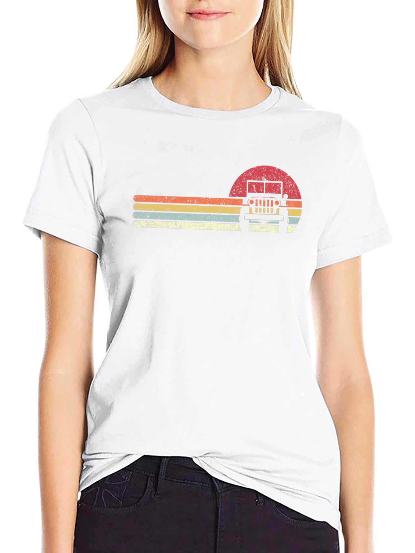 Retro Sunset Jeep Graphic T-Shirt