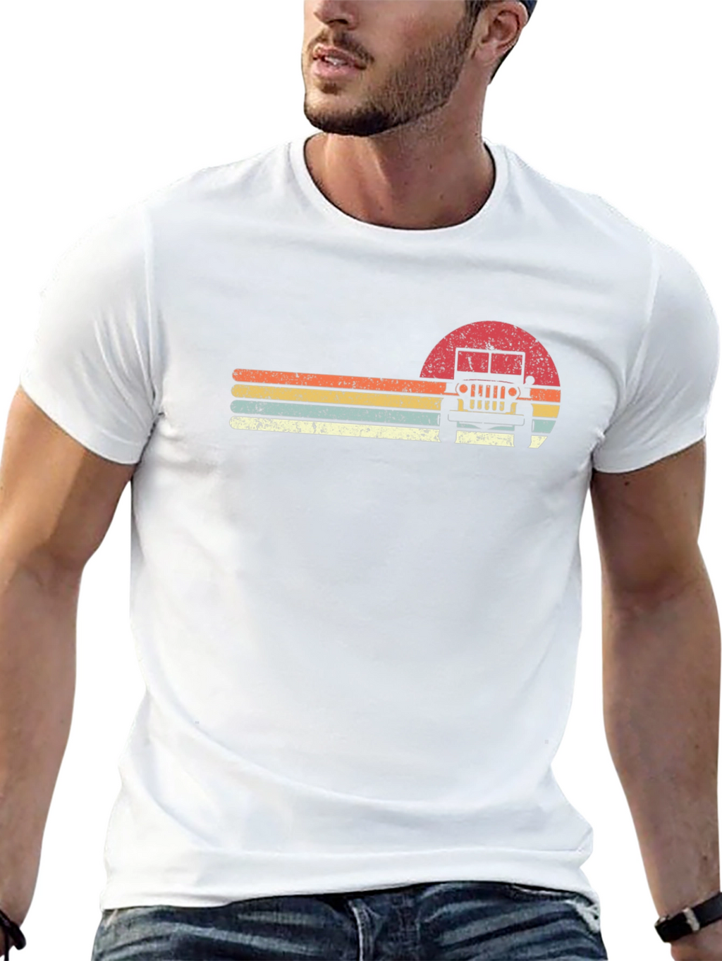 Retro Sunset Jeep Graphic T-Shirt
