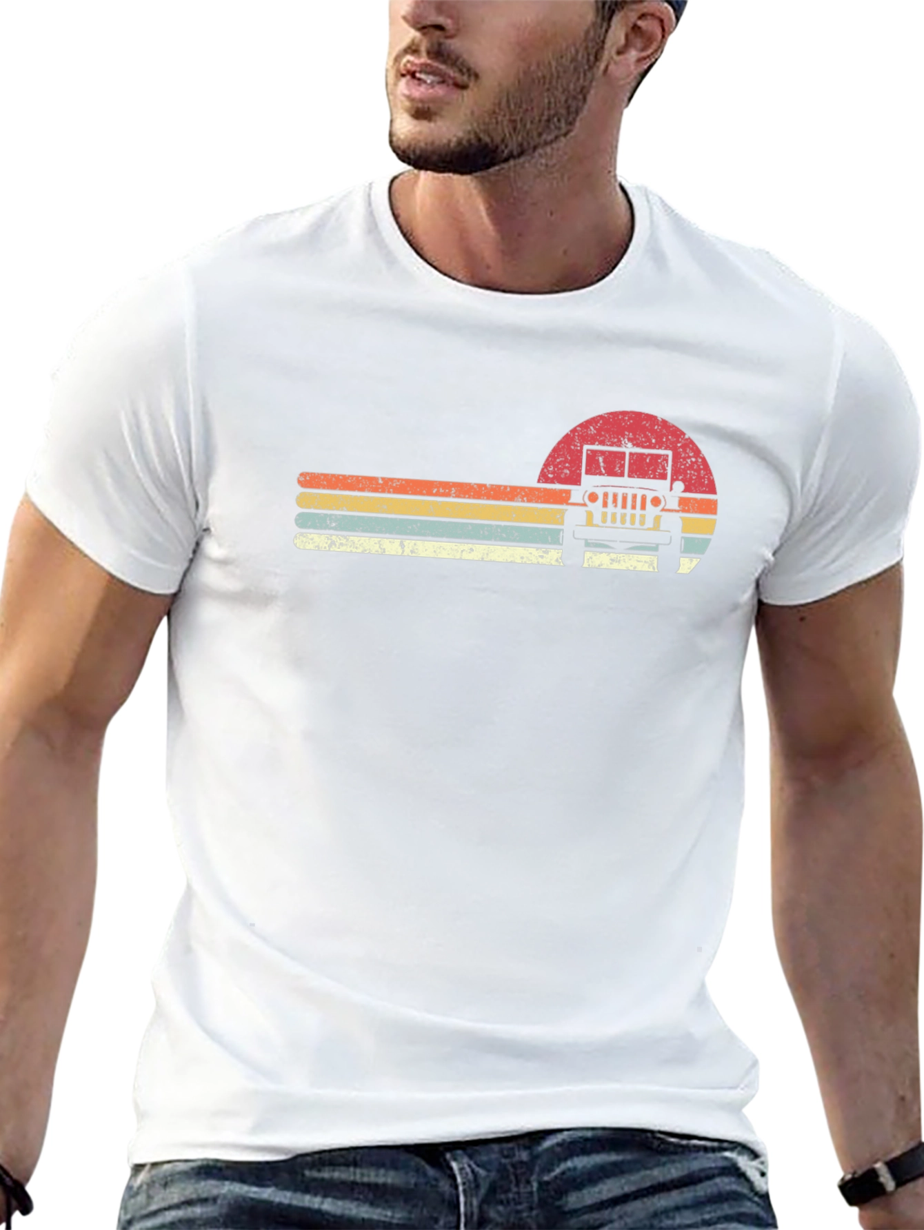 Retro Sunset Jeep Graphic T-Shirt
