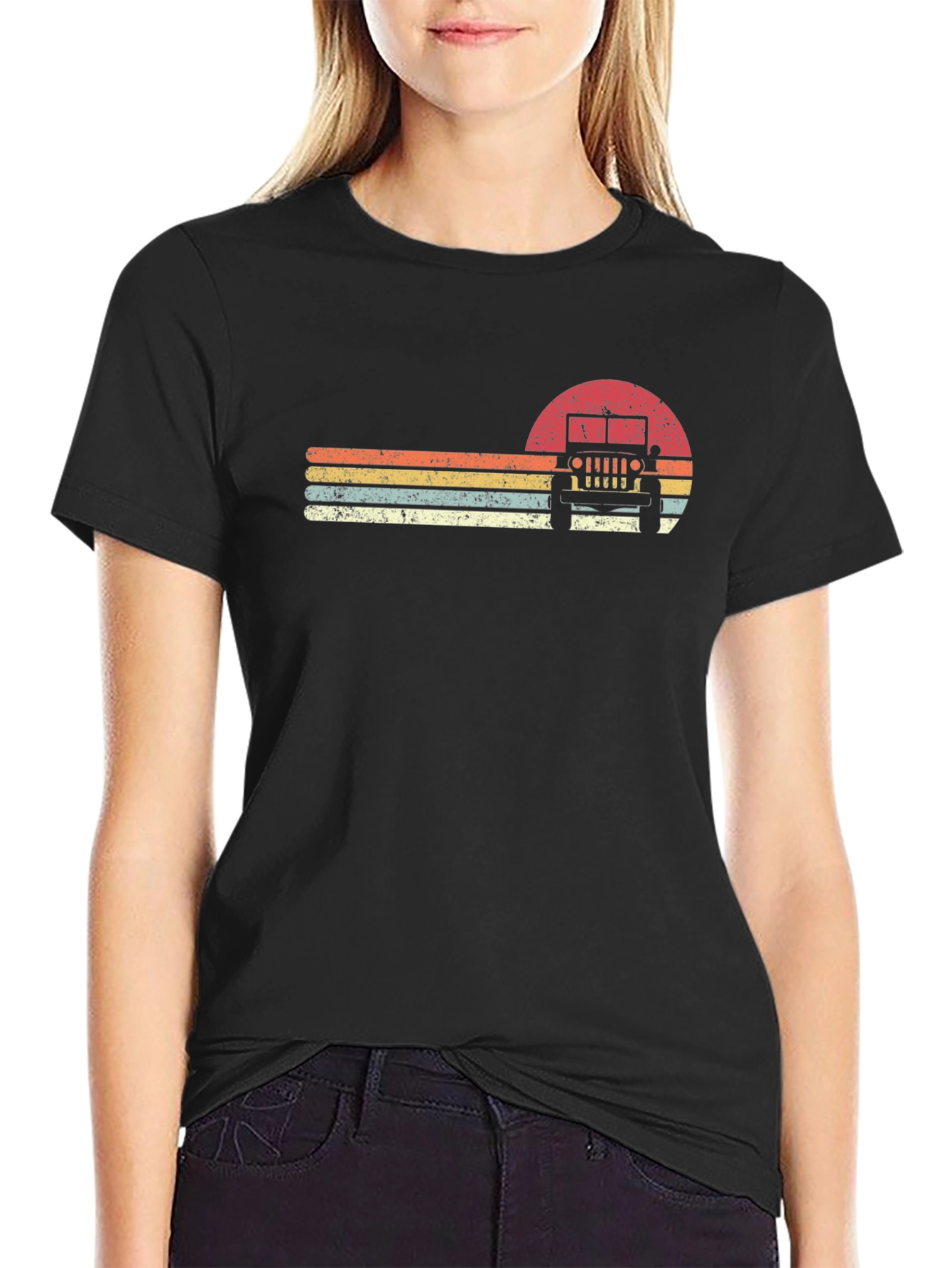 Retro Sunset Jeep Graphic T-Shirt
