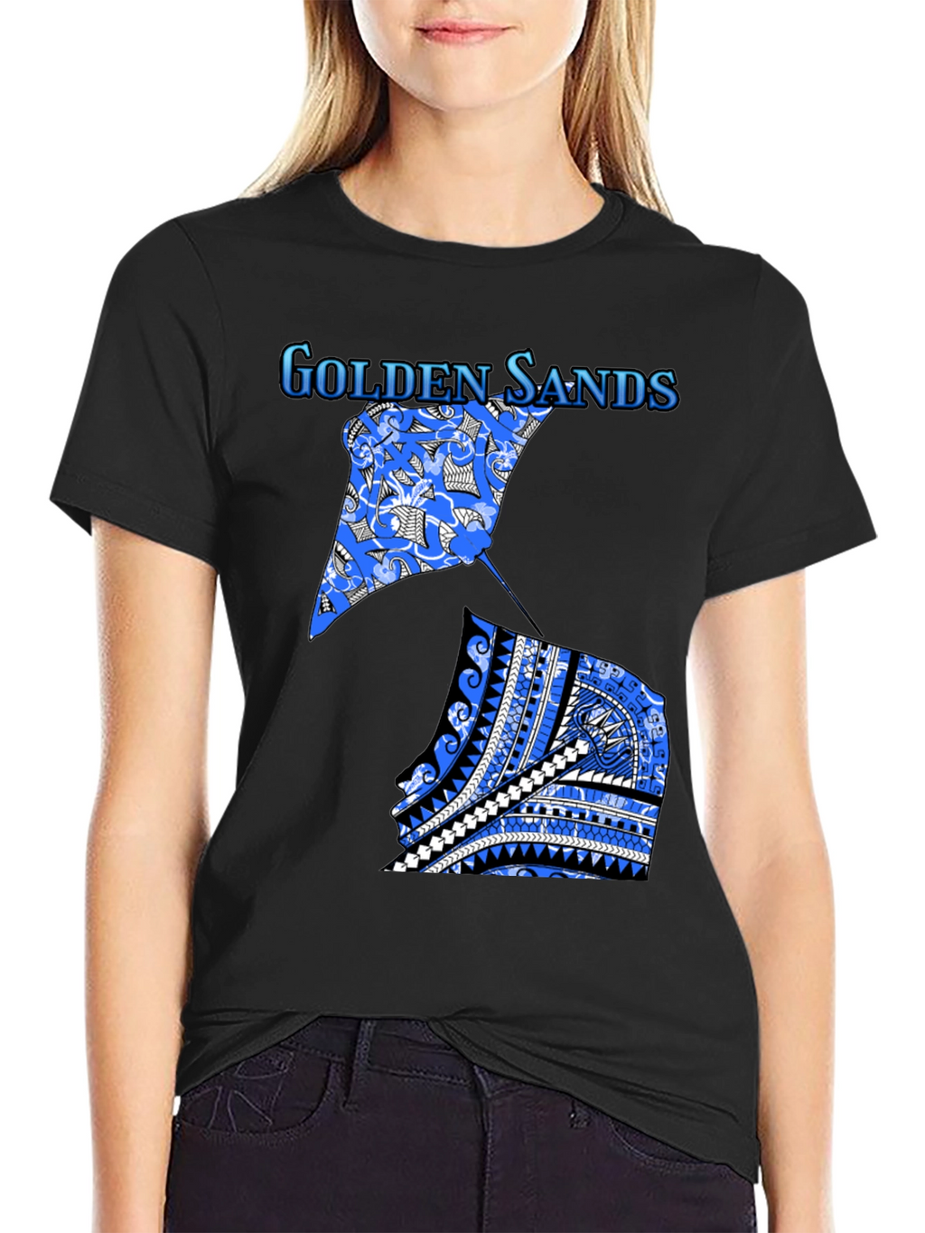 Golden Sands Graphic Tee - Black Cotton Shirt