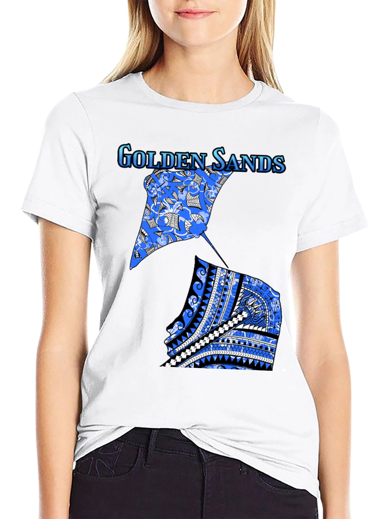Golden Sands Graphic Tee - Black Cotton Shirt