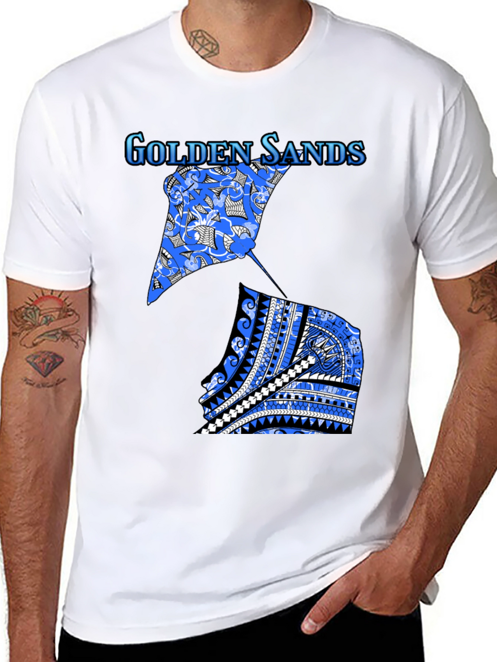 Golden Sands Graphic Tee - Black Cotton Shirt