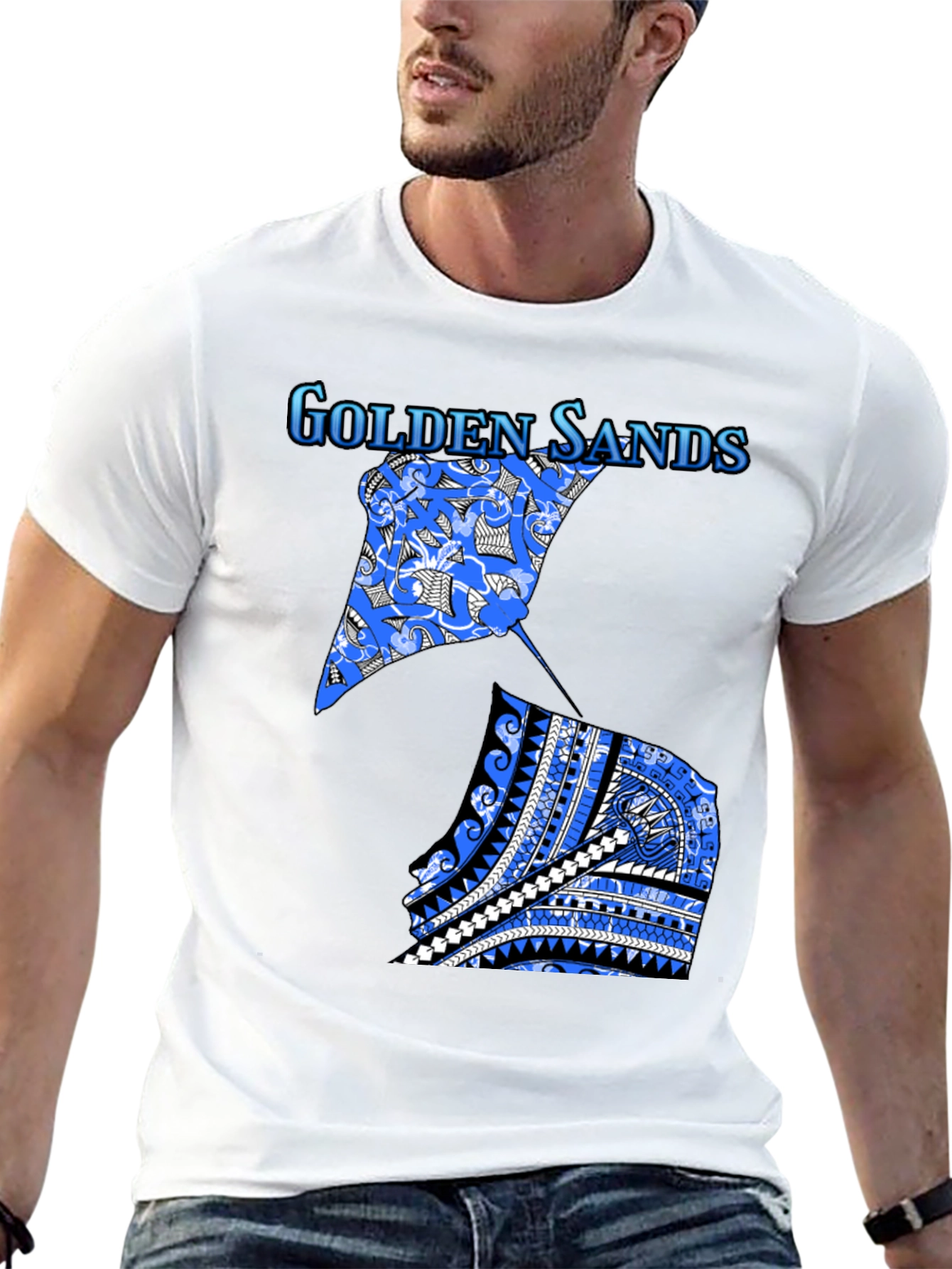 Golden Sands Graphic Tee - Black Cotton Shirt