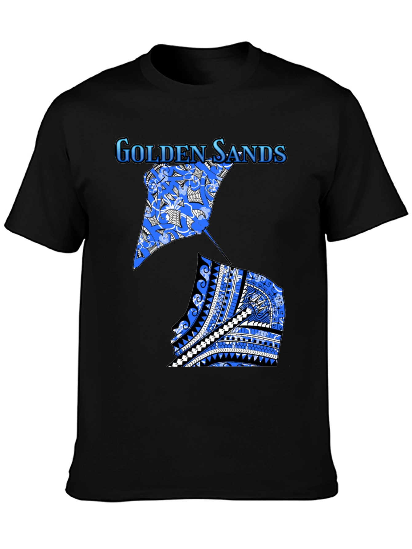 Golden Sands Graphic Tee - Black Cotton Shirt