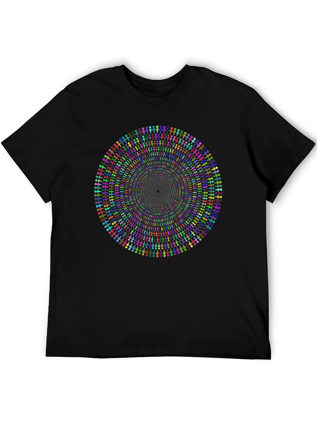 Psychedelic People Circle Graphic Black T-Shirt