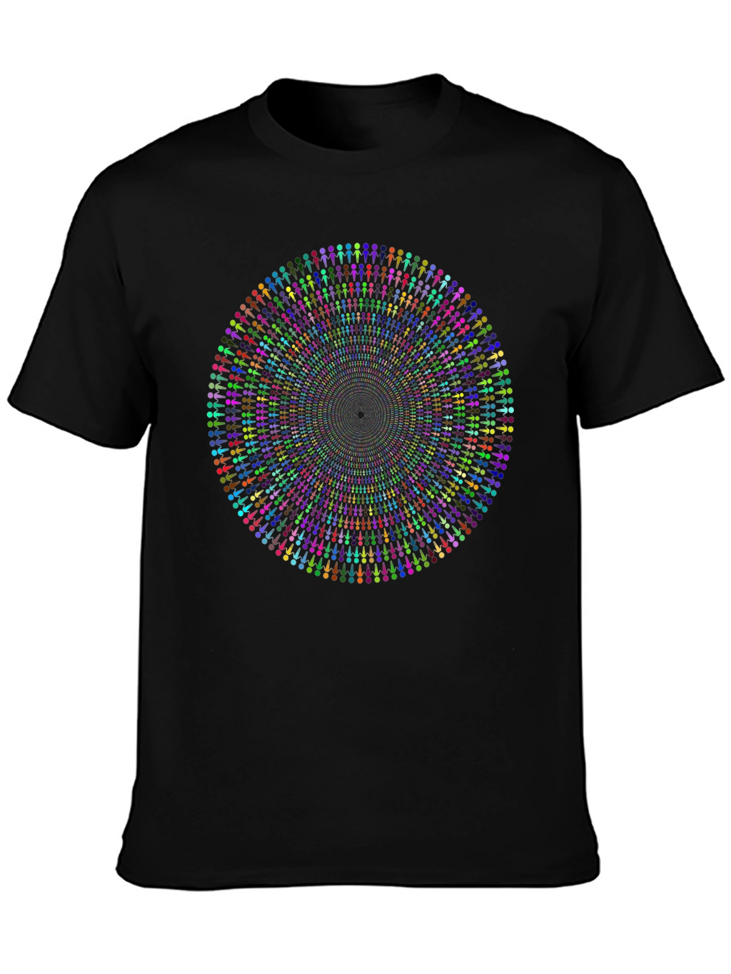 Psychedelic People Circle Graphic Black T-Shirt