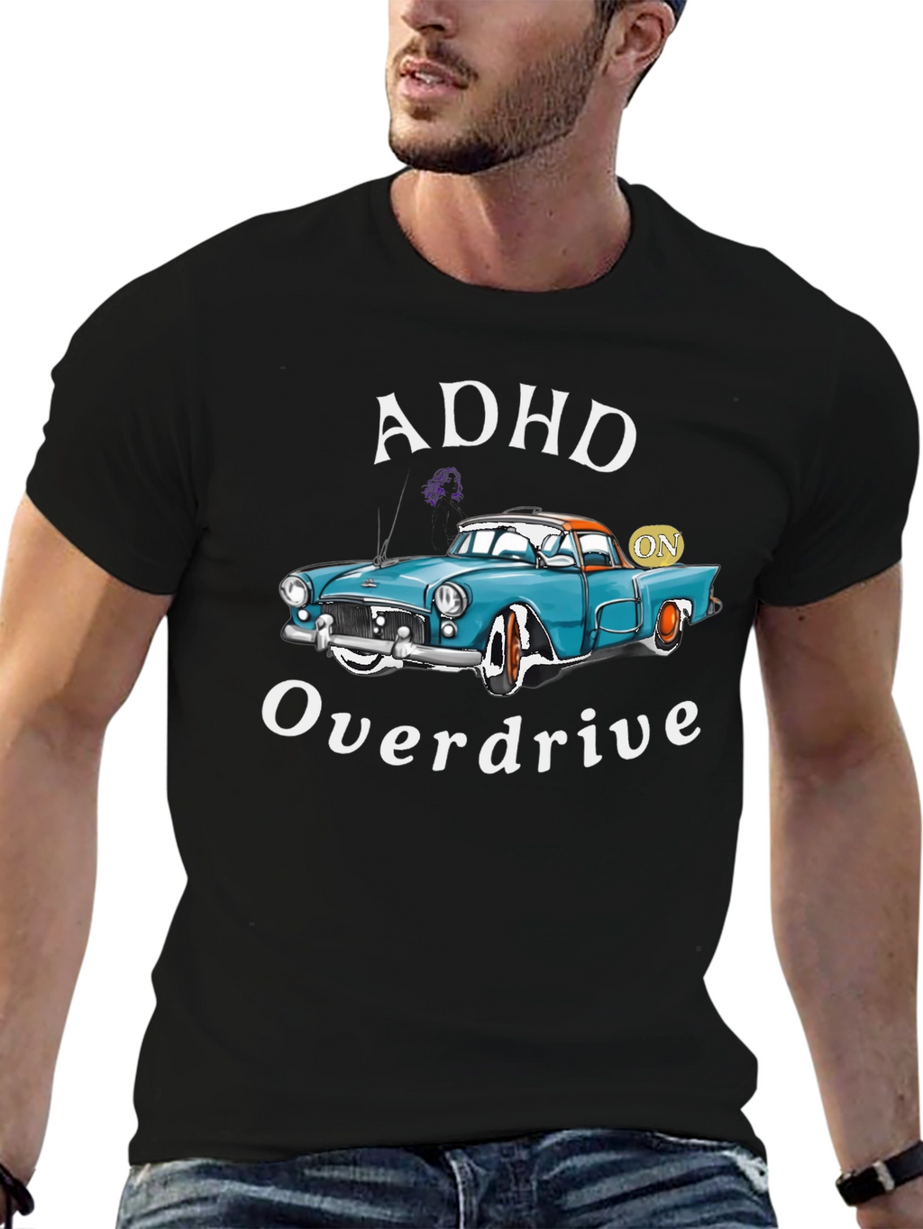 ADHD Overdrive T-Shirt - Classic Car Design