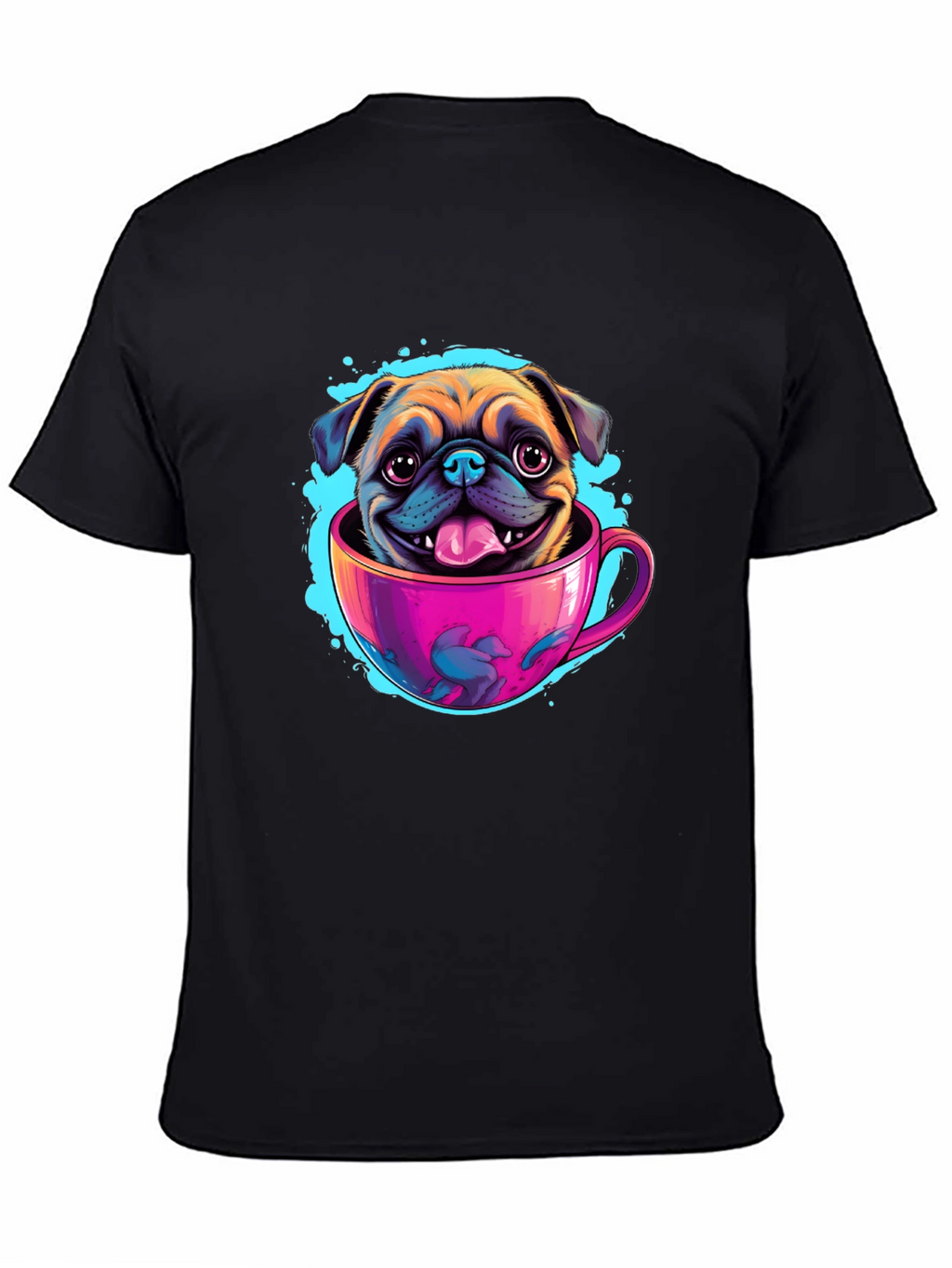 Pug in a Cup Black T-Shirt