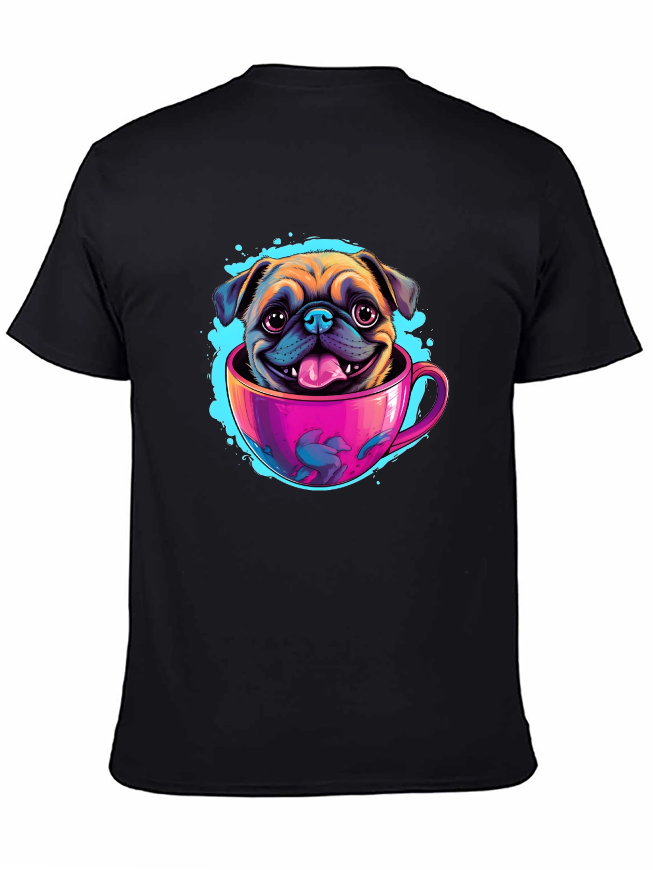 Pug in a Cup Black T-Shirt