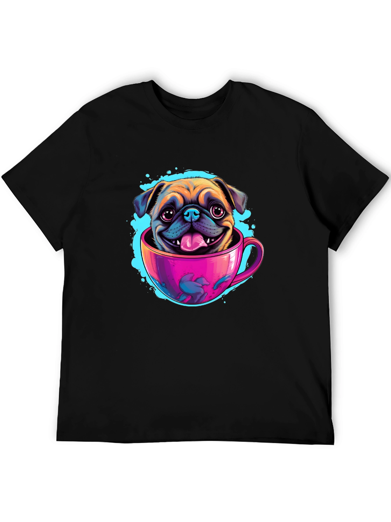 Pug in a Cup Black T-Shirt