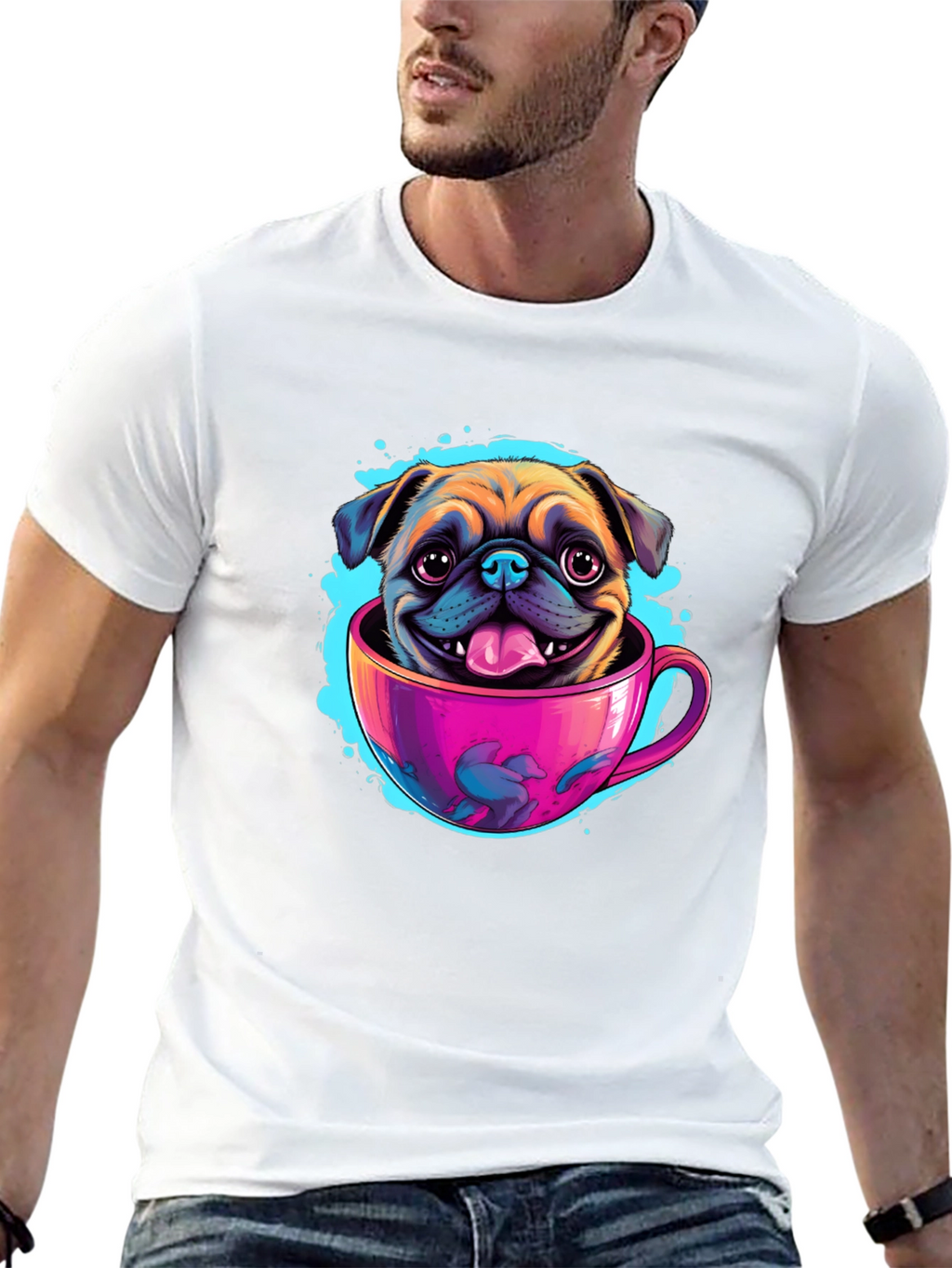Pug in a Cup Black T-Shirt