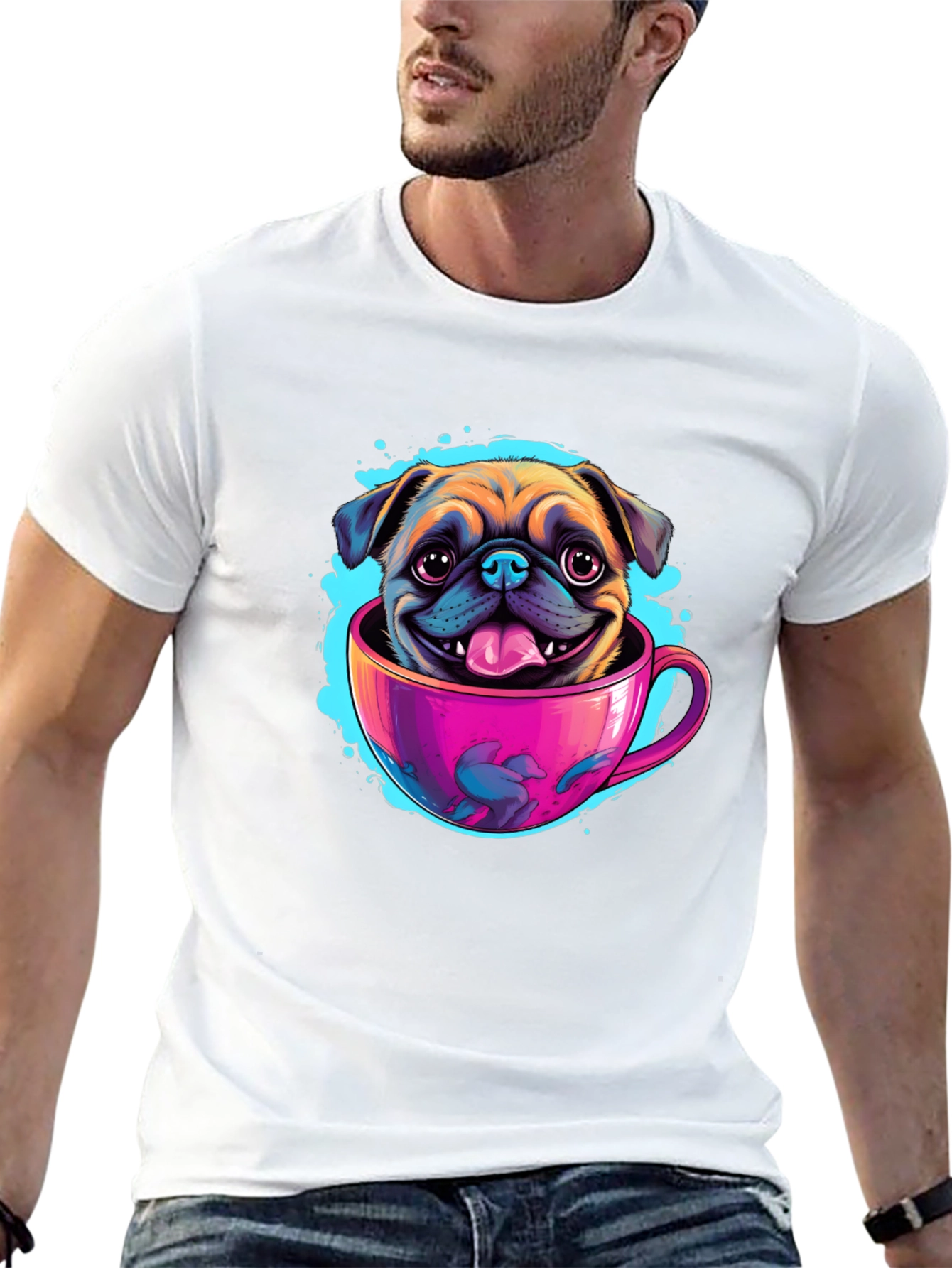 Pug in a Cup Black T-Shirt