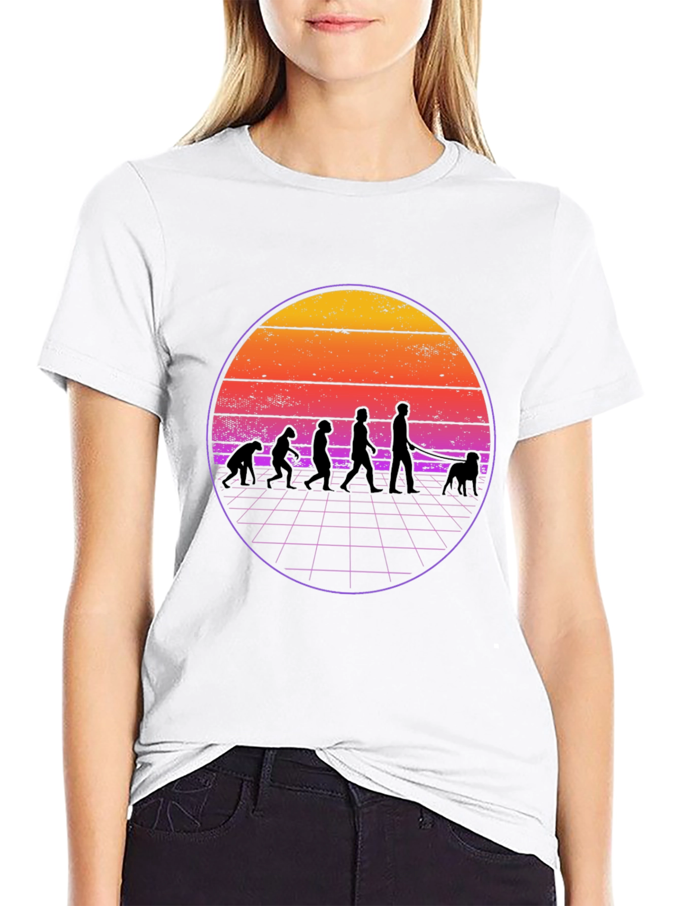 Evolution of Dog Walking Black T-Shirt