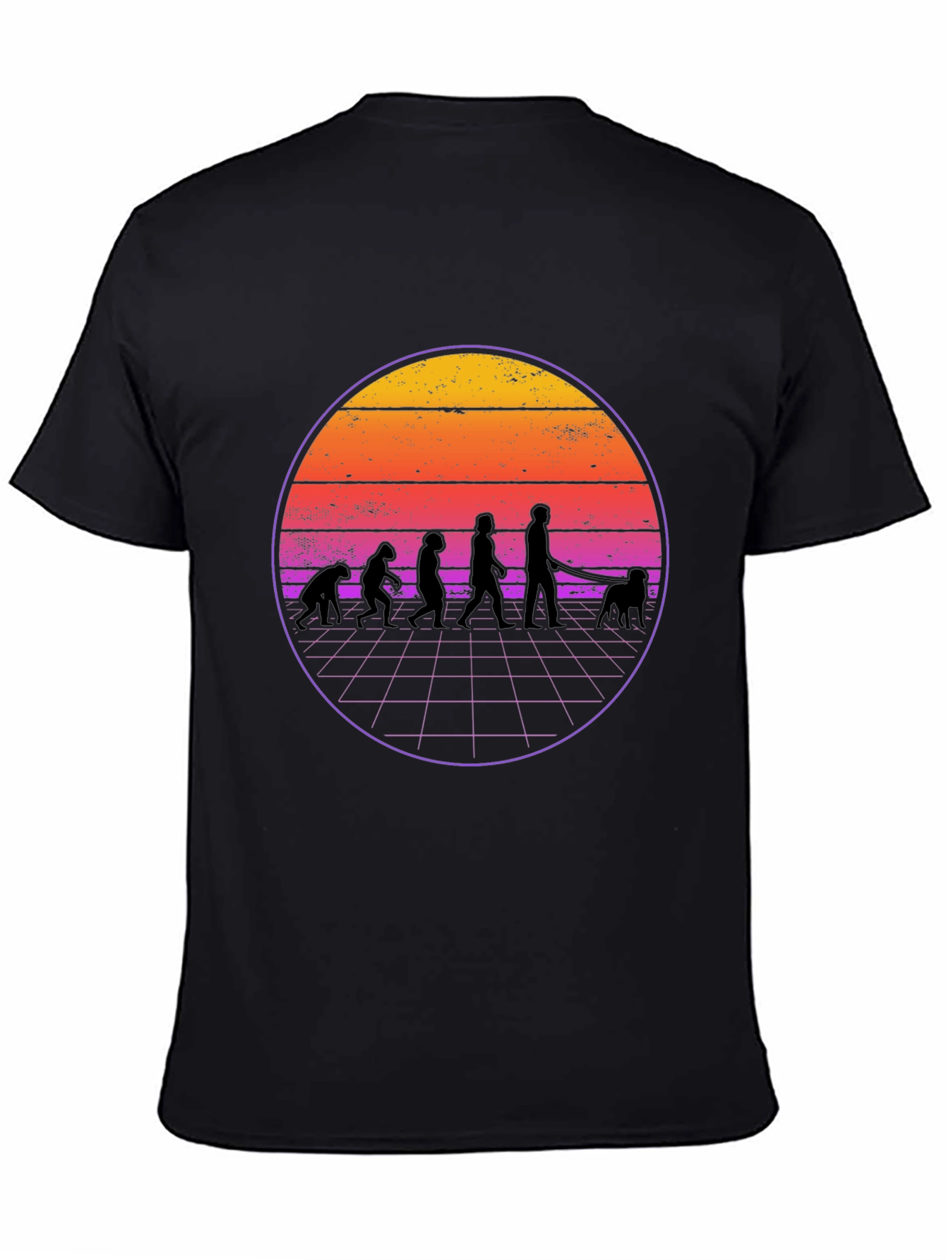 Evolution of Dog Walking Black T-Shirt