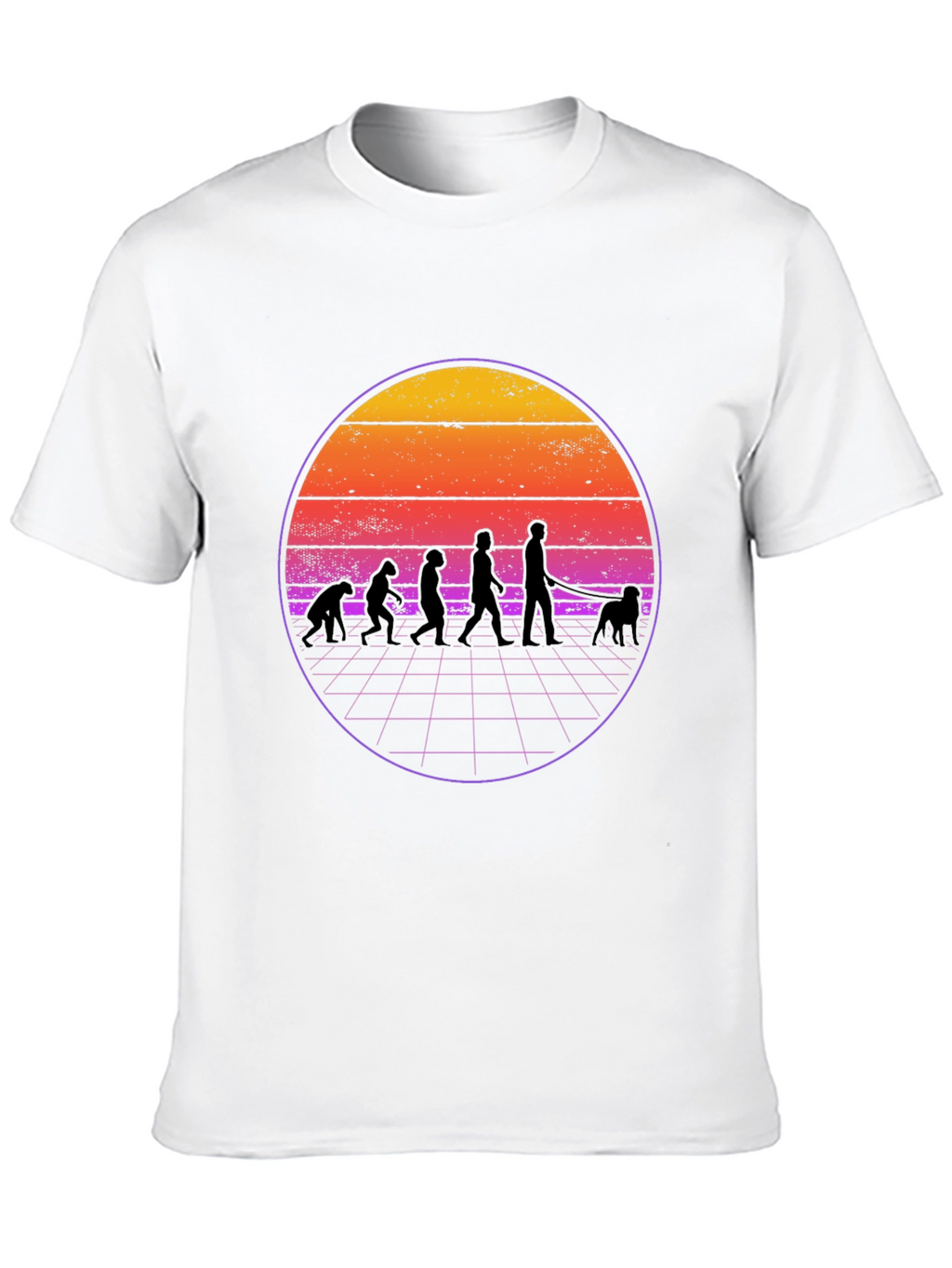 Evolution of Dog Walking Black T-Shirt