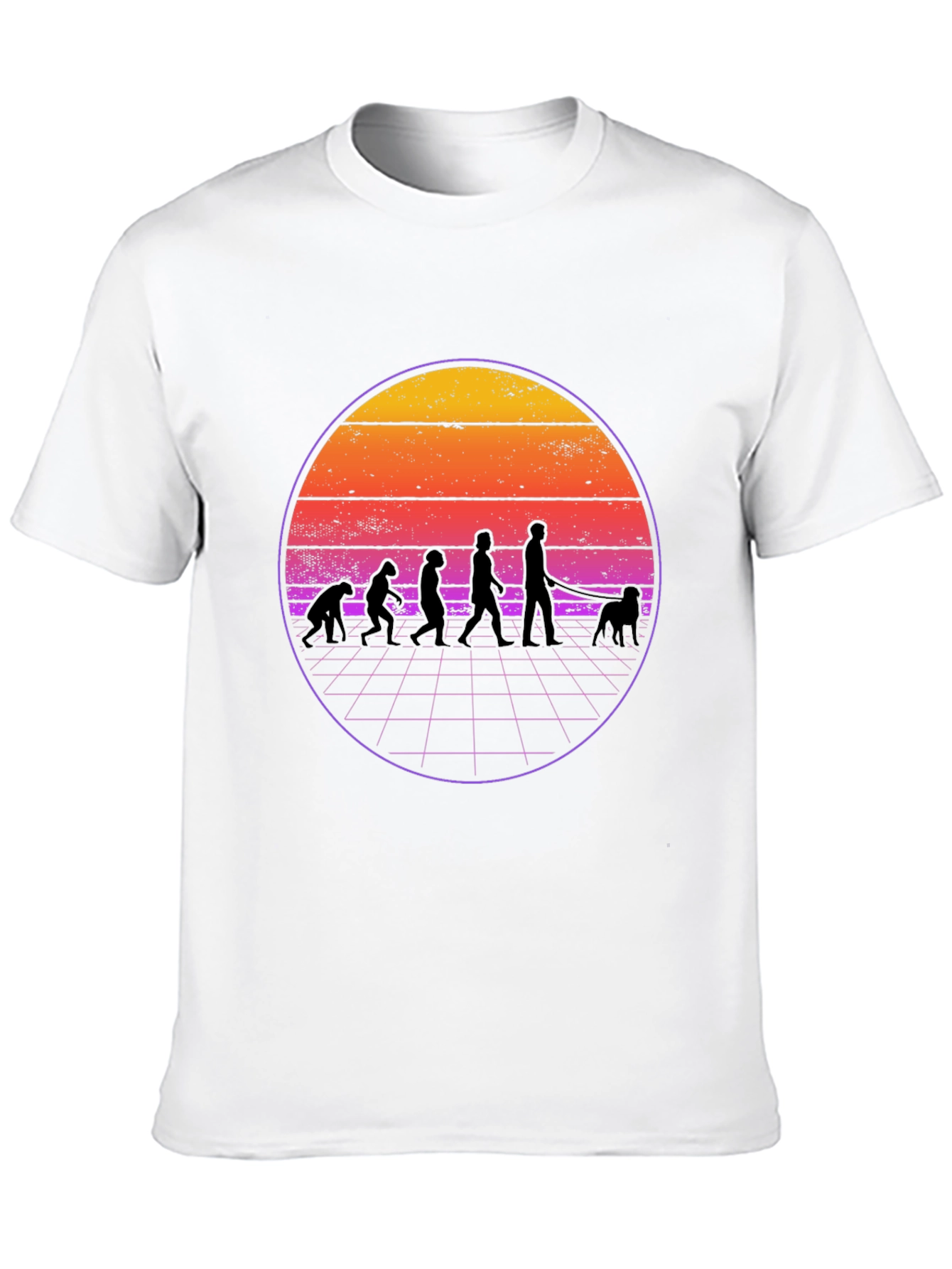 Evolution of Dog Walking Black T-Shirt