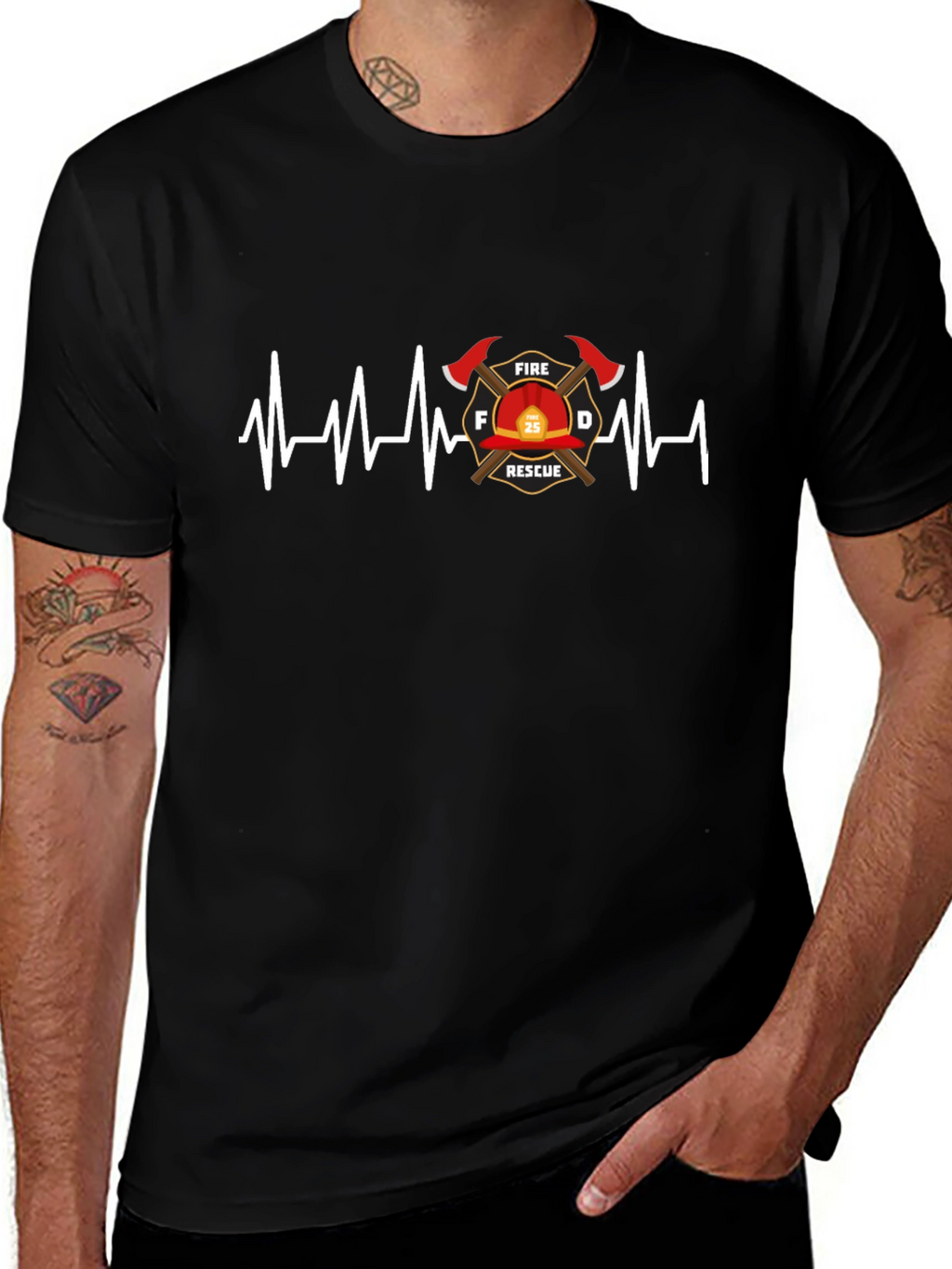 Firefighter Rescue Heartbeat T-Shirt
