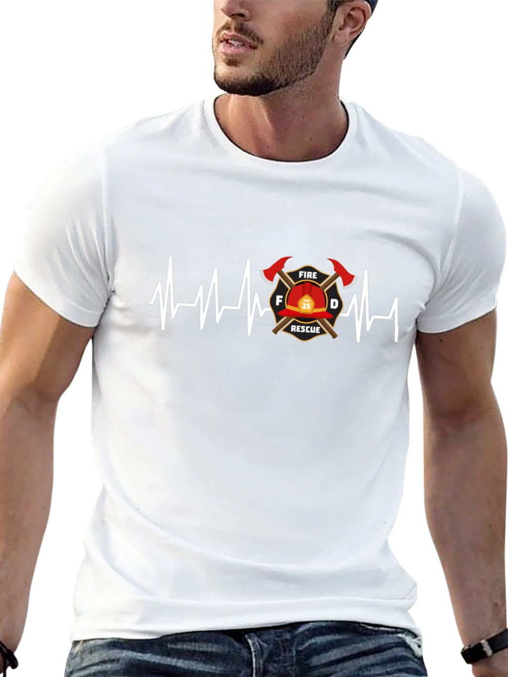 Firefighter Rescue Heartbeat T-Shirt