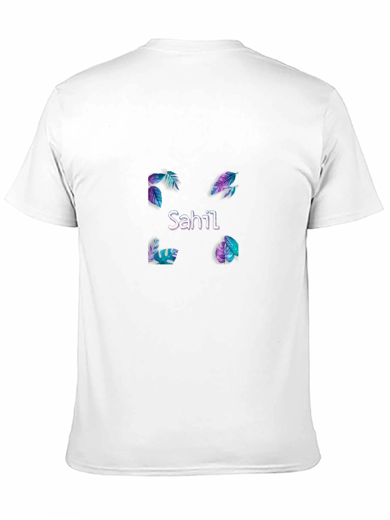 Sahil Graphic Tee - Tropical Leaf Design Black T-Shirt